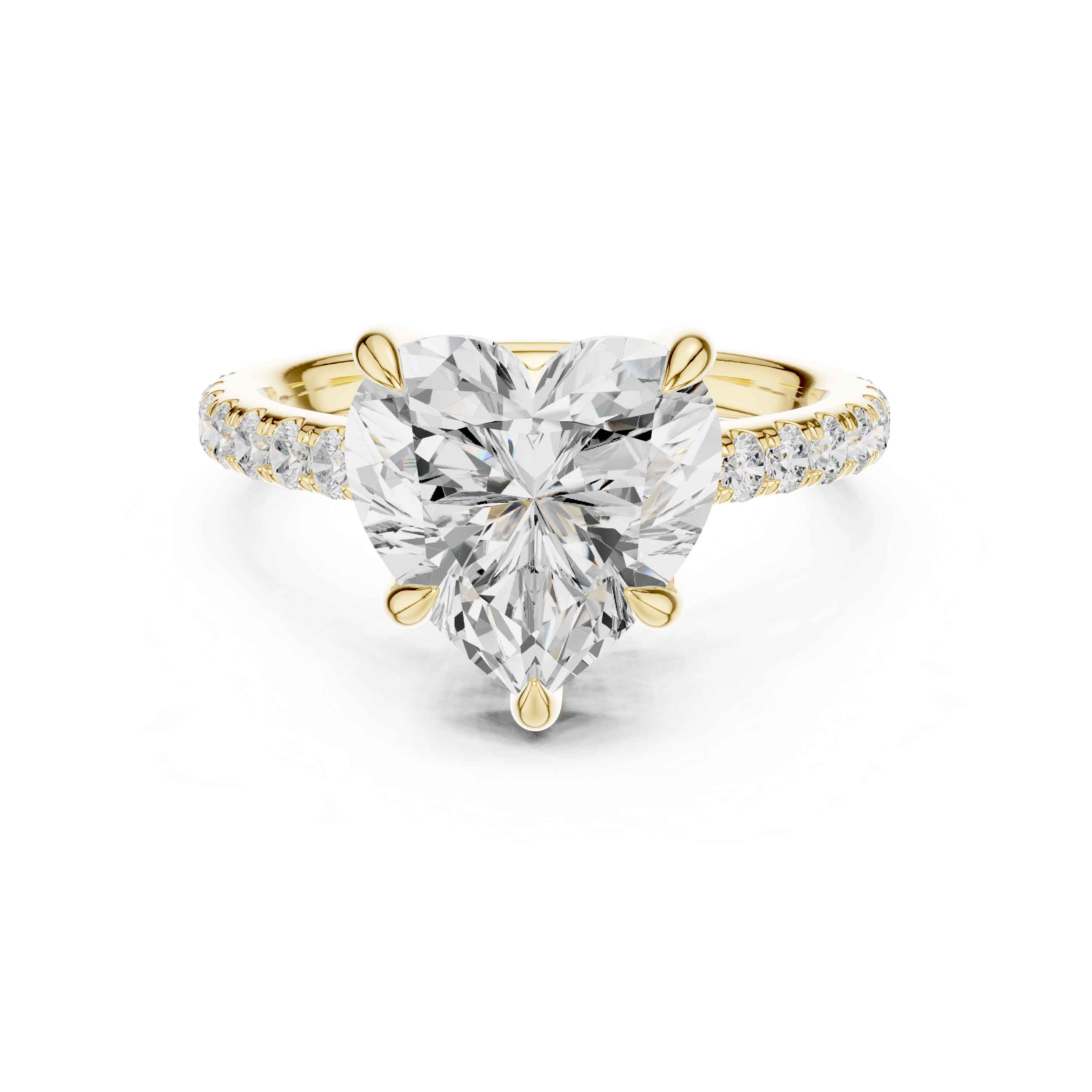 Heart Cut Hidden Halo Engagement Ring with Pavé Diamond Band