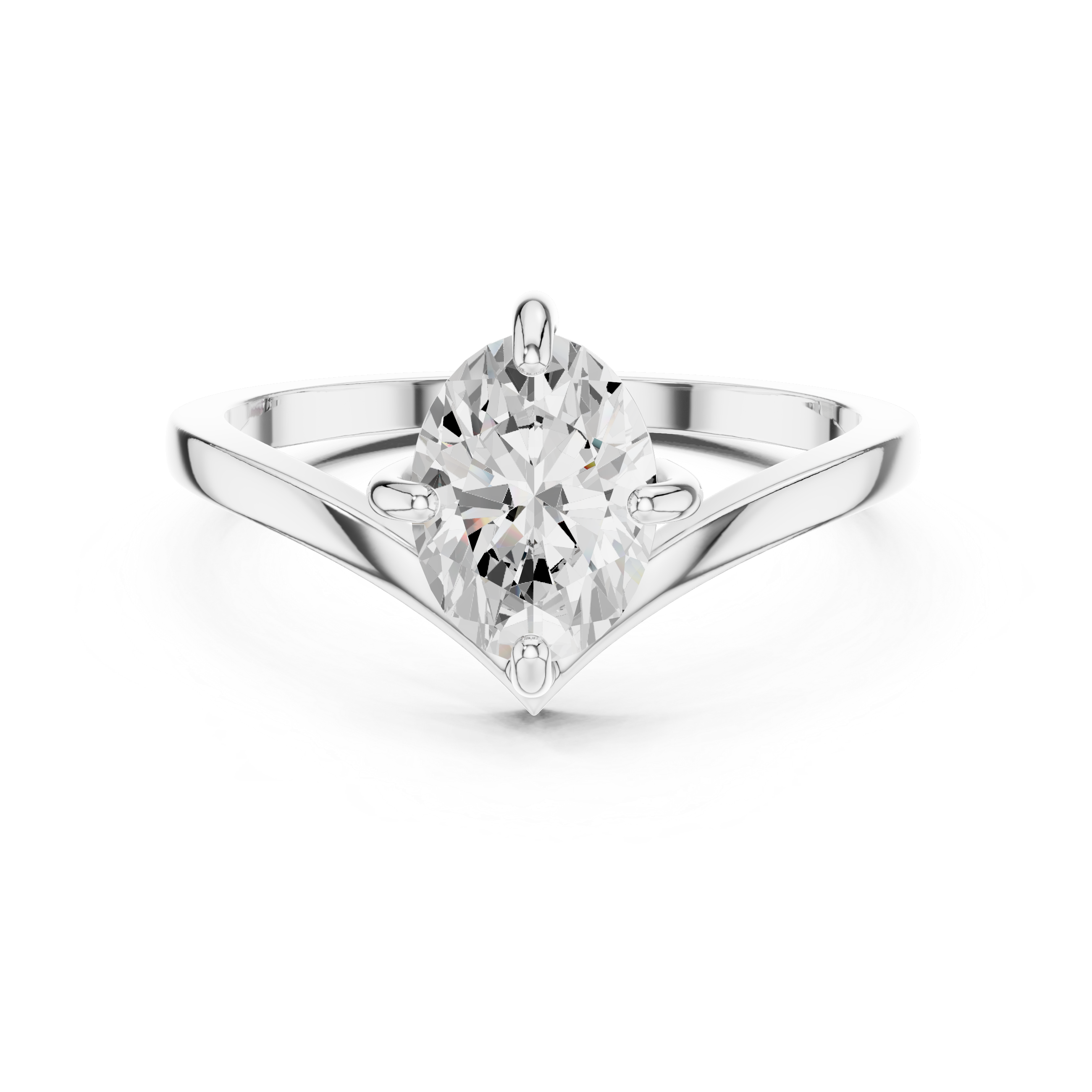 Marquise Cut Solitaire Engagement Ring – Minimalist V-Shank Promise Ring