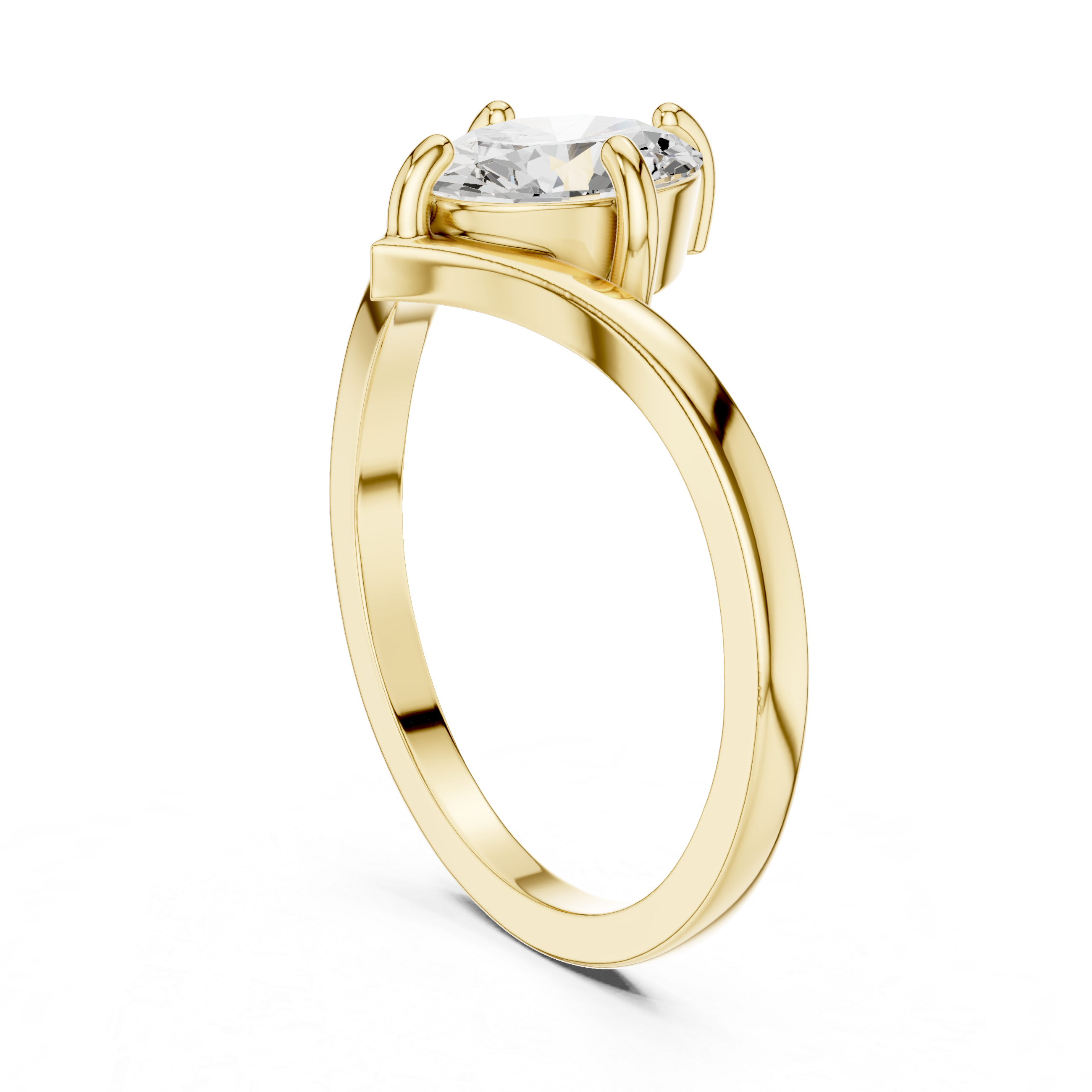 Marquise Cut Solitaire Engagement Ring – Minimalist V-Shank Promise Ring