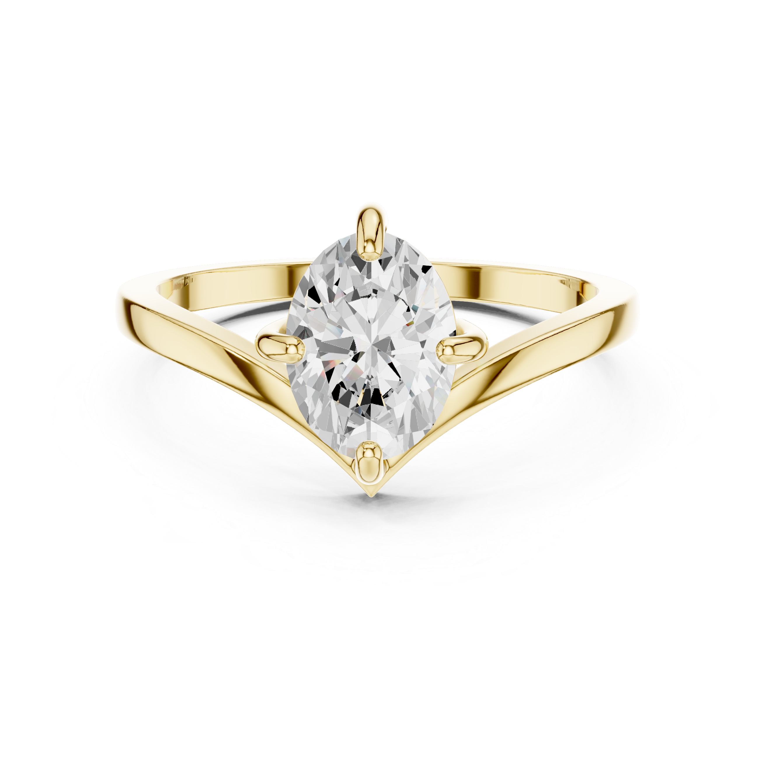 Marquise Cut Solitaire Engagement Ring – Minimalist V-Shank Promise Ring