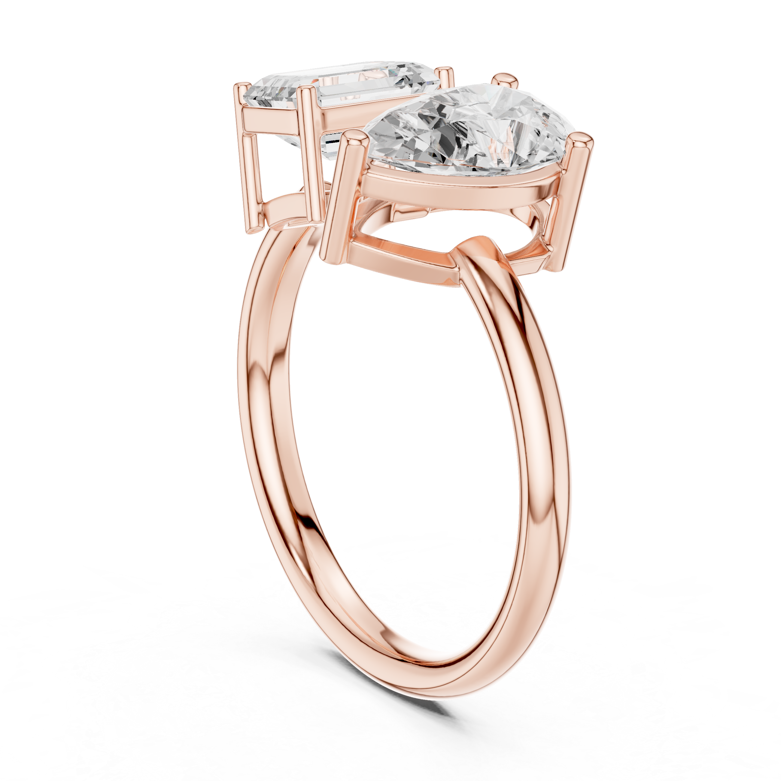 Toi et Moi Emerald Cut & Pear Cut Engagement Ring – Two Stone Diamond Ring