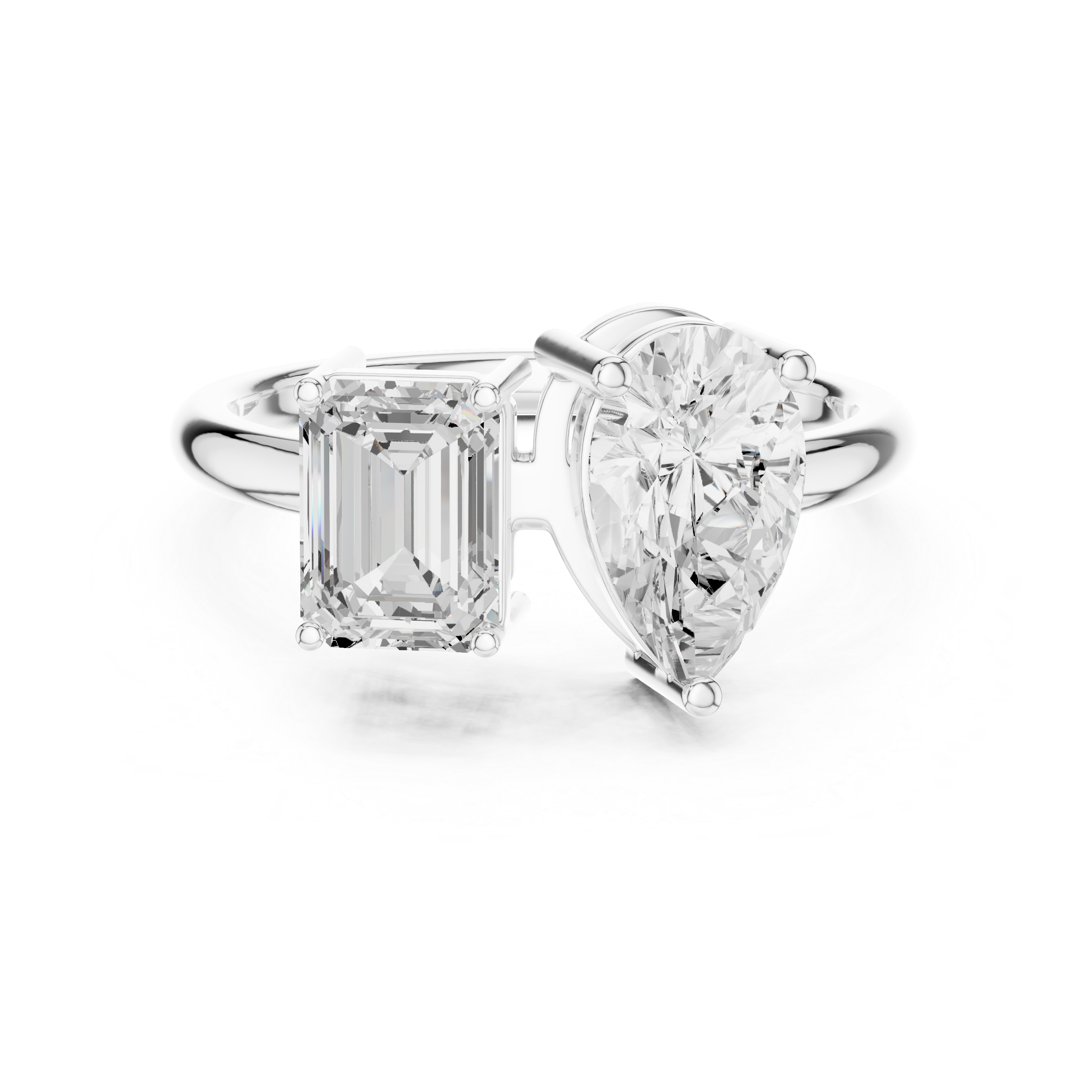 Toi et Moi Emerald Cut & Pear Cut Engagement Ring – Two Stone Diamond Ring
