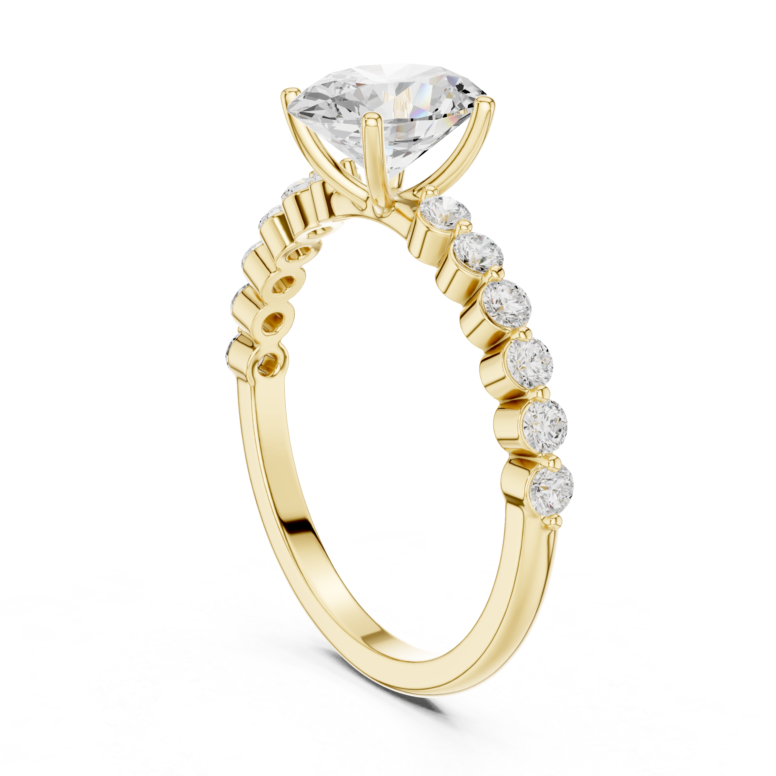 Oval Cut Solitaire Engagement Ring with Graduated Side Stones – Vintage Inspired Diamond Ring