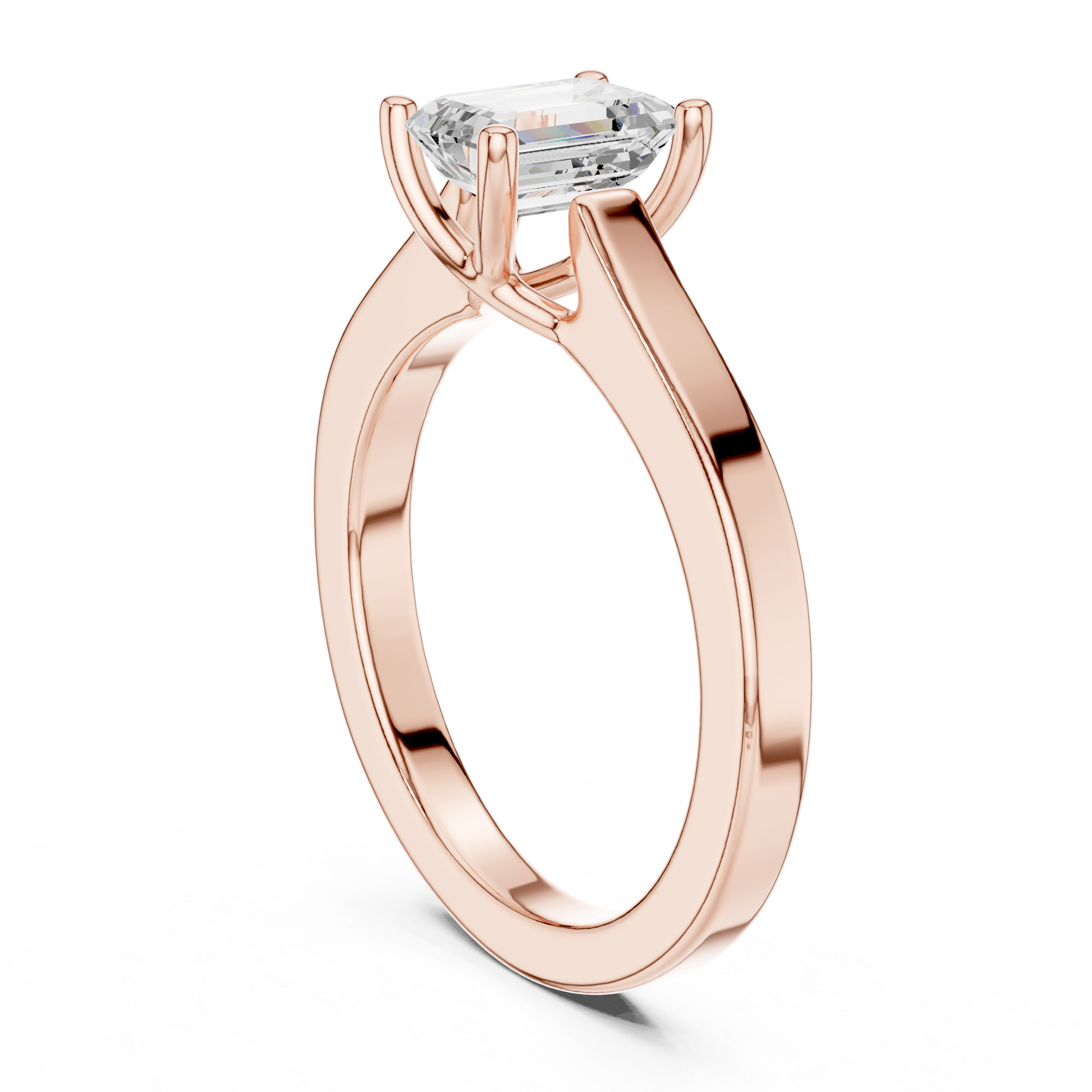 Emerald Cut Solitaire Engagement Ring with Cathedral Setting