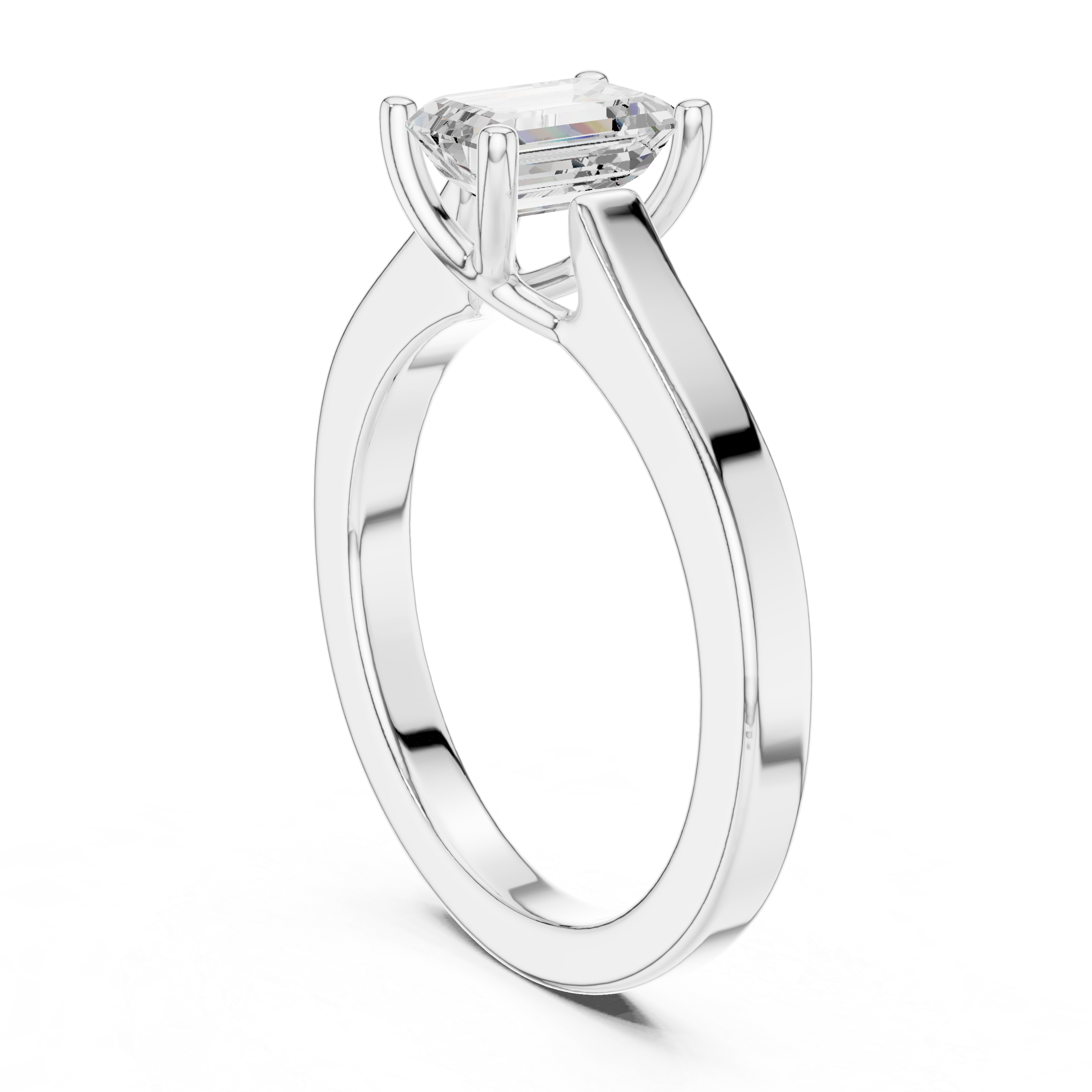 Emerald Cut Solitaire Engagement Ring with Cathedral Setting