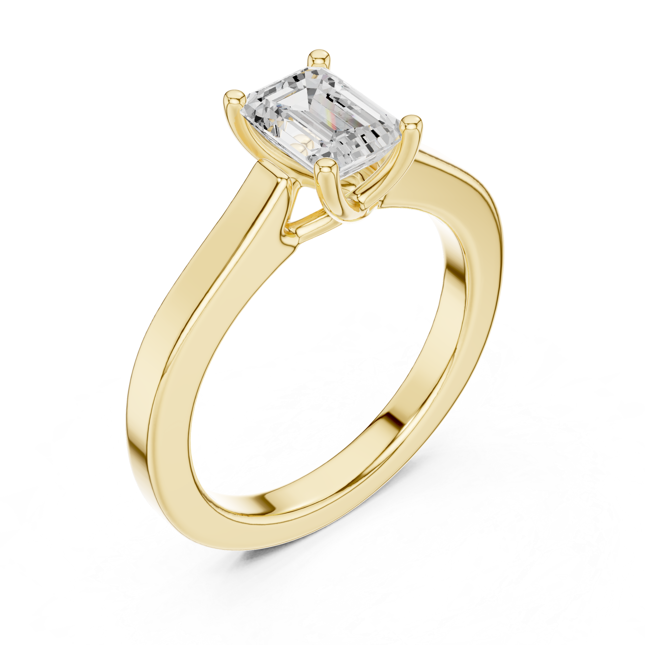 Emerald Cut Solitaire Engagement Ring with Cathedral Setting