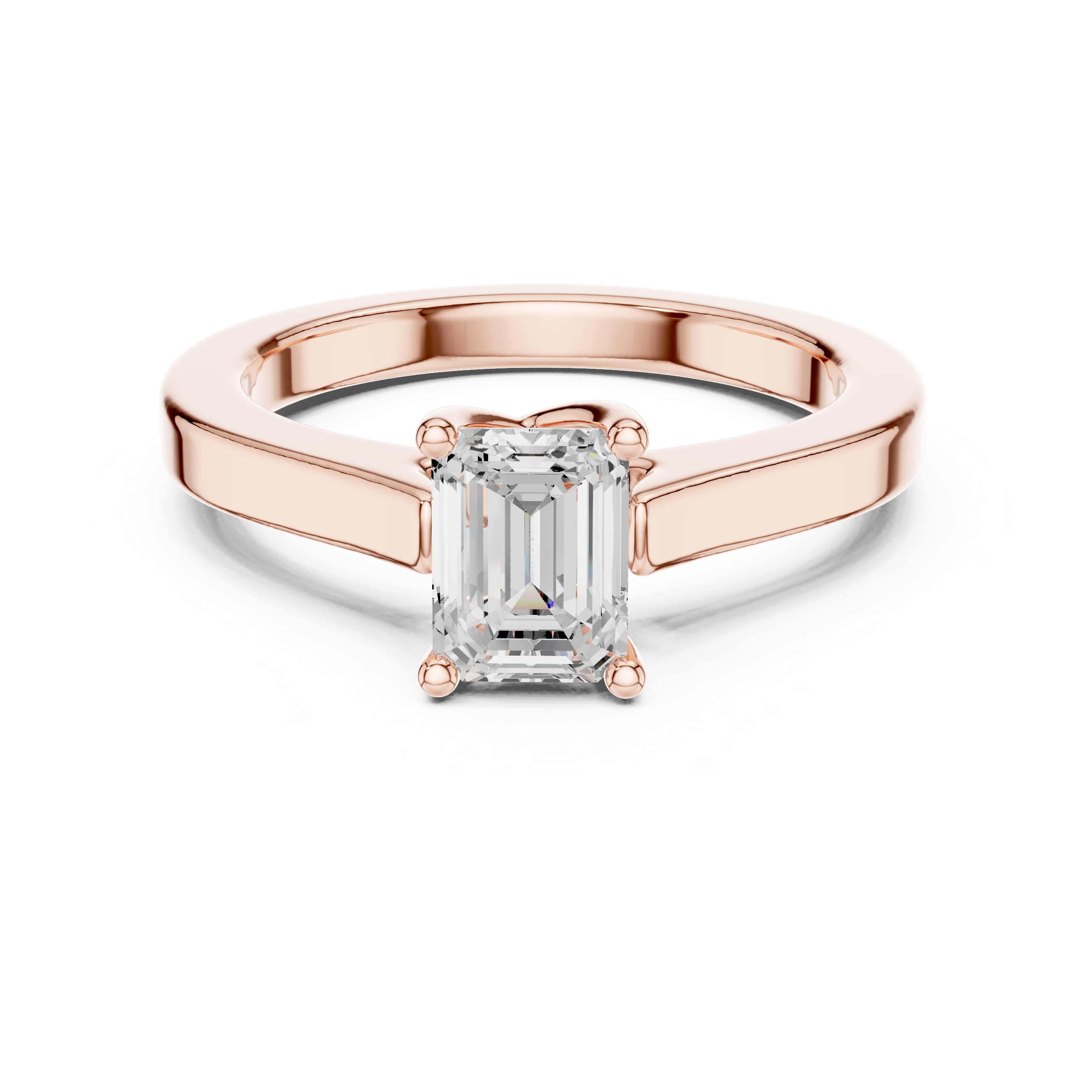 Emerald Cut Solitaire Engagement Ring with Cathedral Setting
