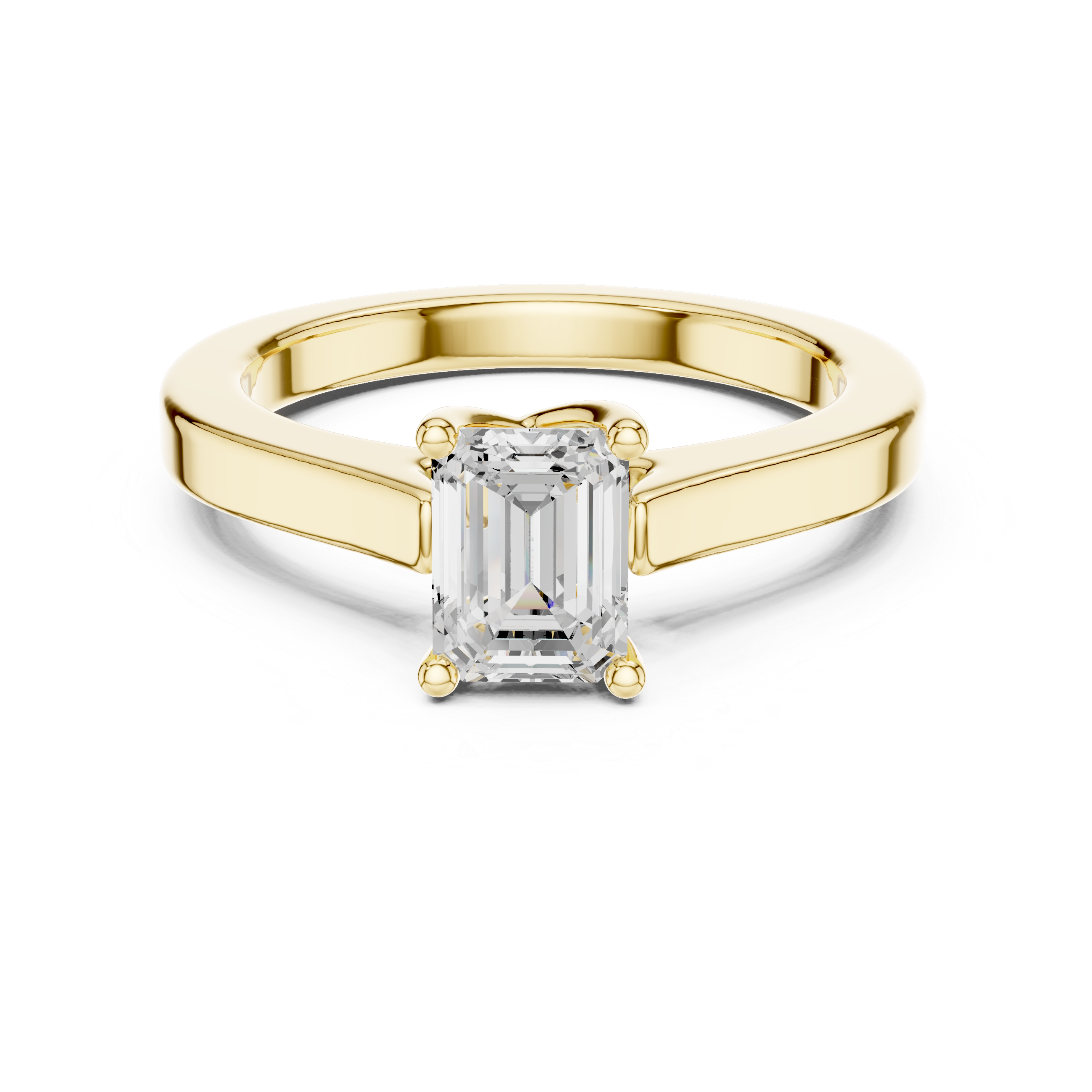 Emerald Cut Solitaire Engagement Ring with Cathedral Setting