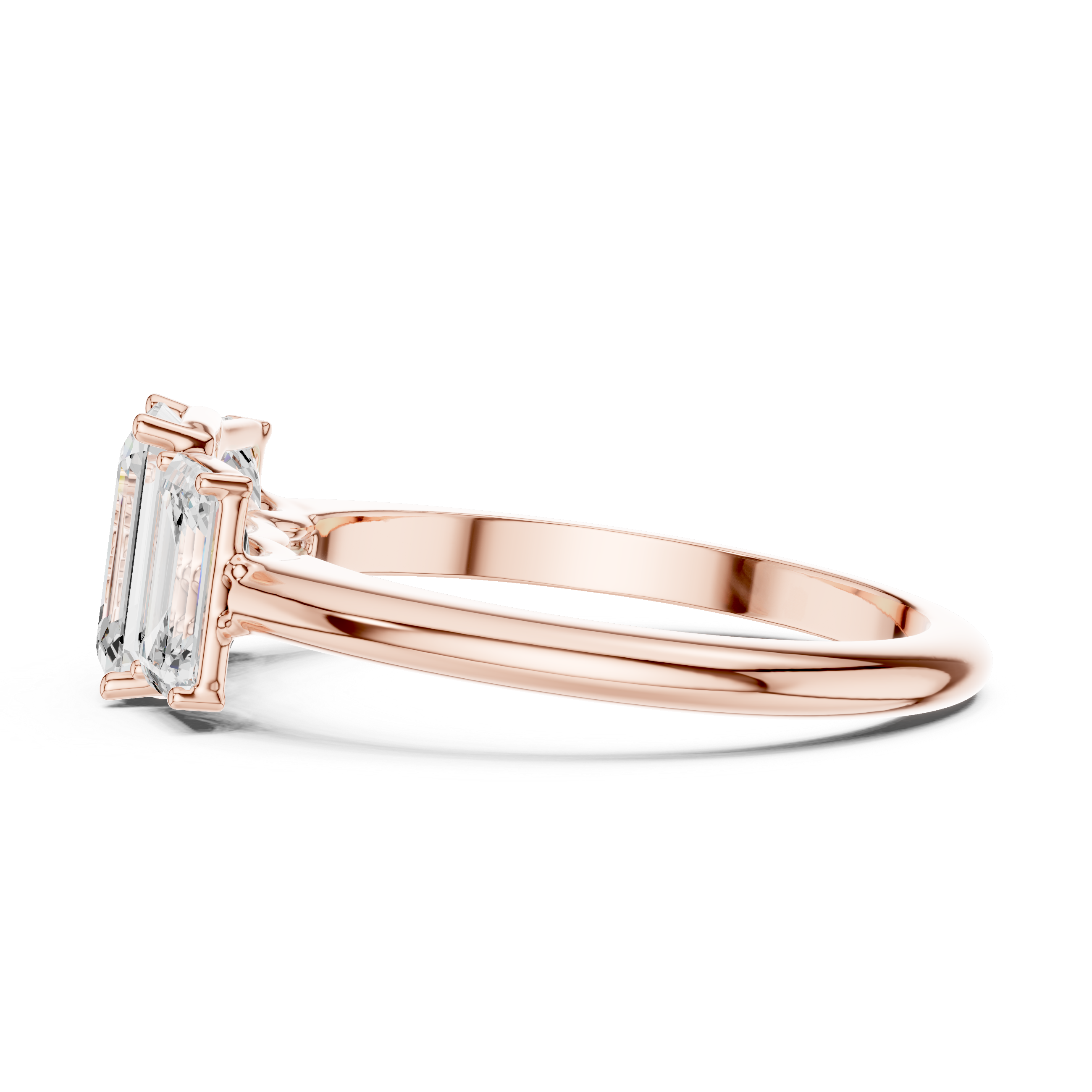 Three Stone Emerald Cut Diamond Engagement Ring
