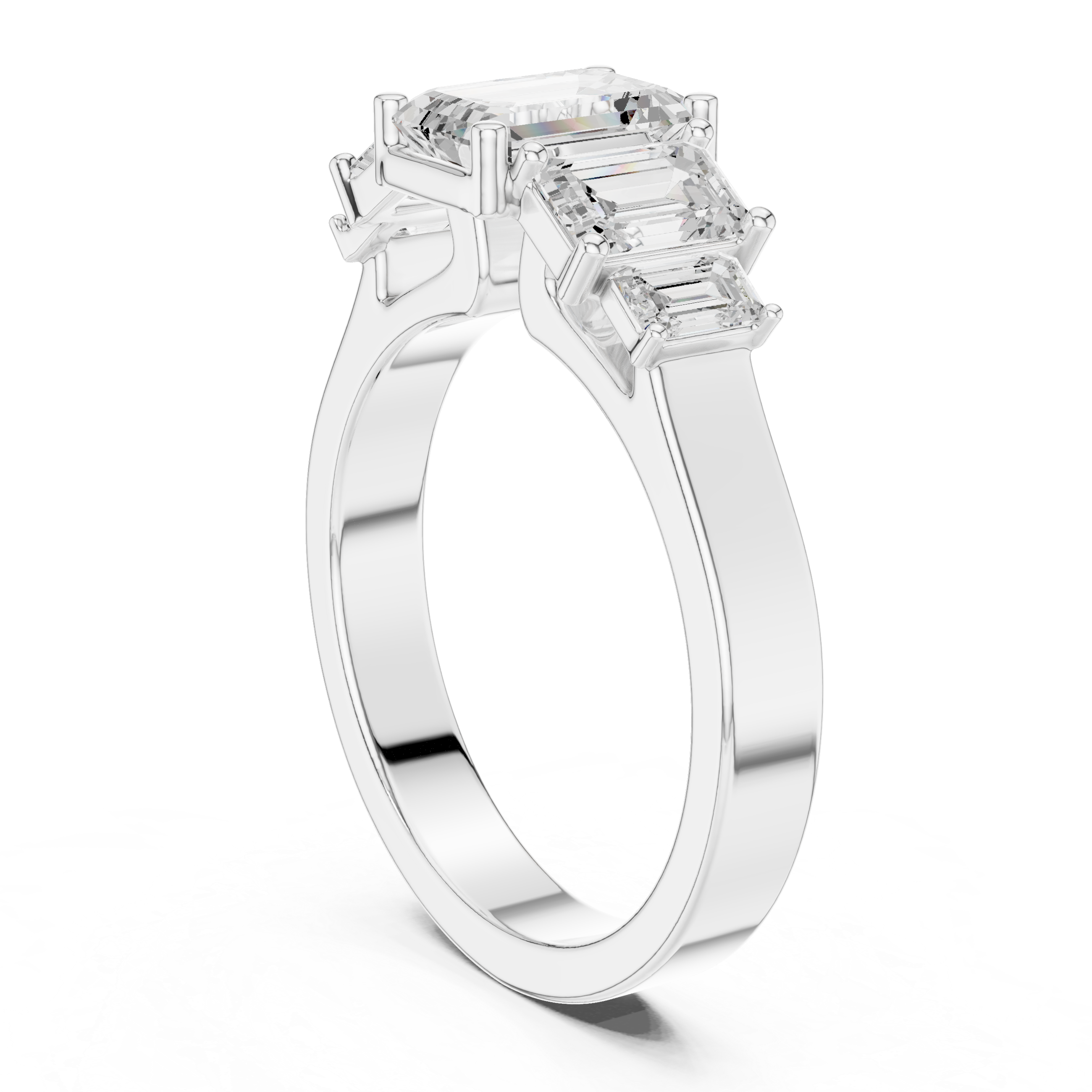 Five Stone Emerald Cut Diamond Engagement Ring