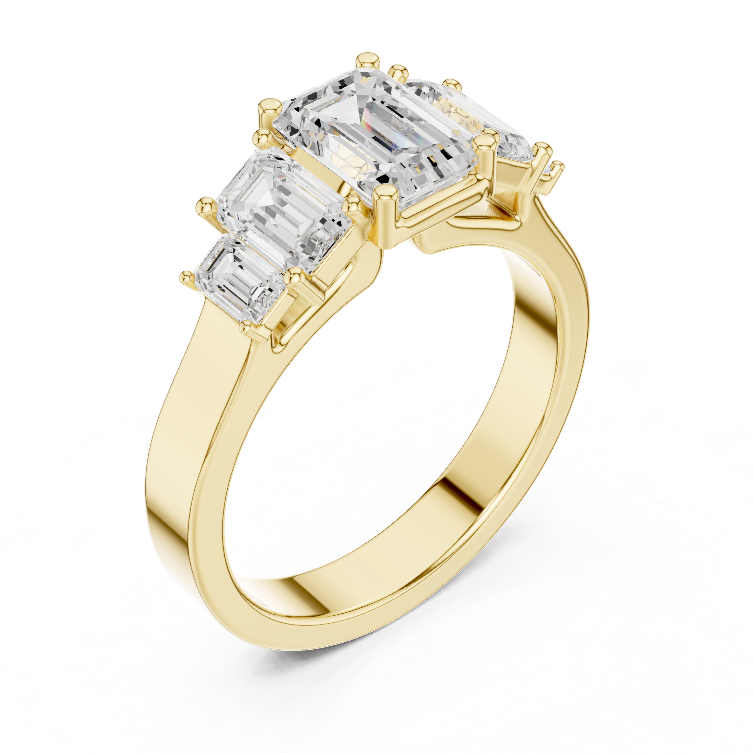 Five Stone Emerald Cut Diamond Engagement Ring