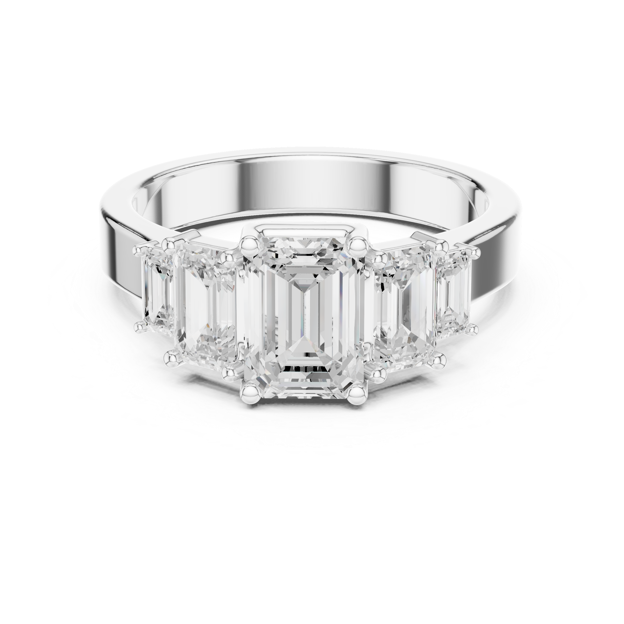 Five Stone Emerald Cut Diamond Engagement Ring