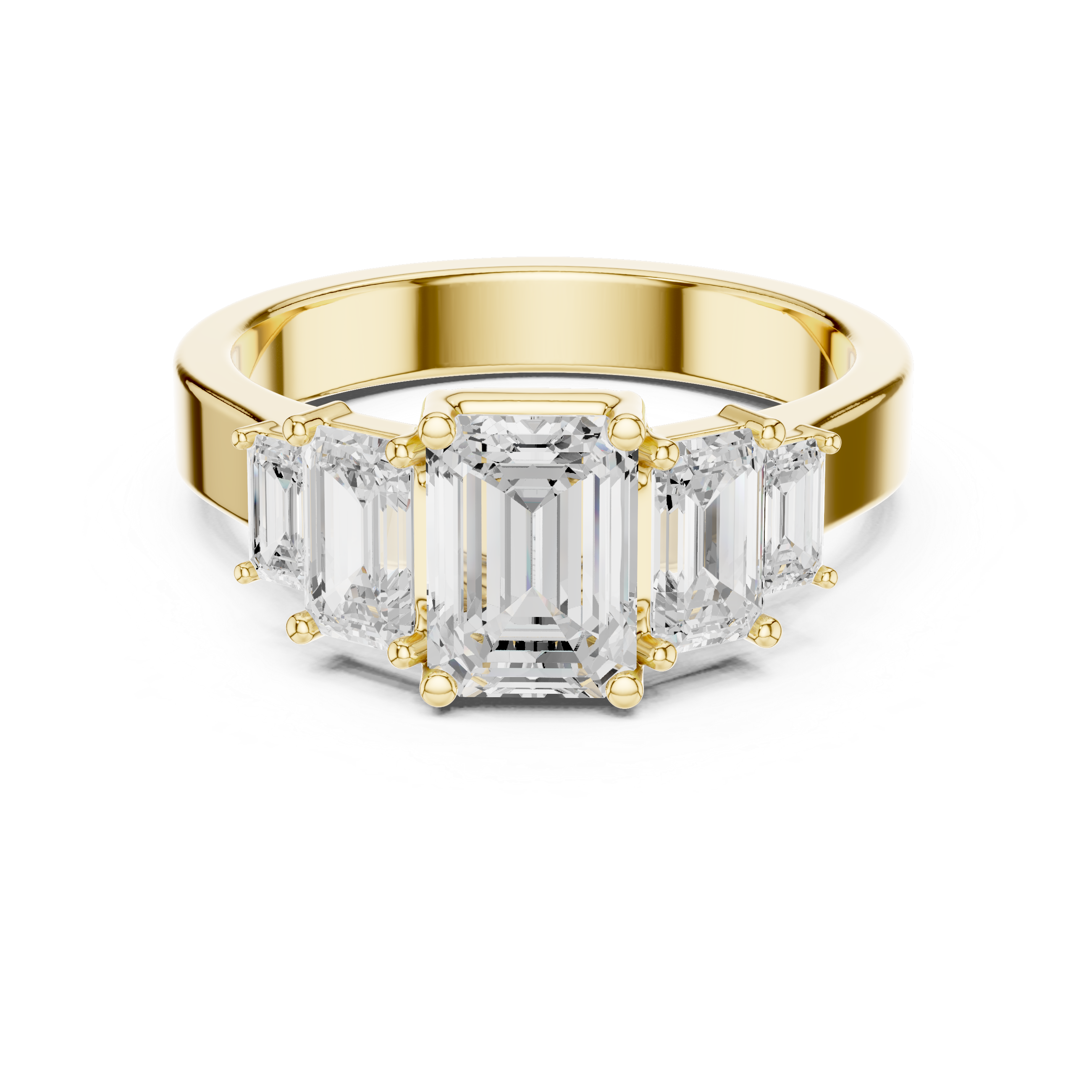Five Stone Emerald Cut Diamond Engagement Ring