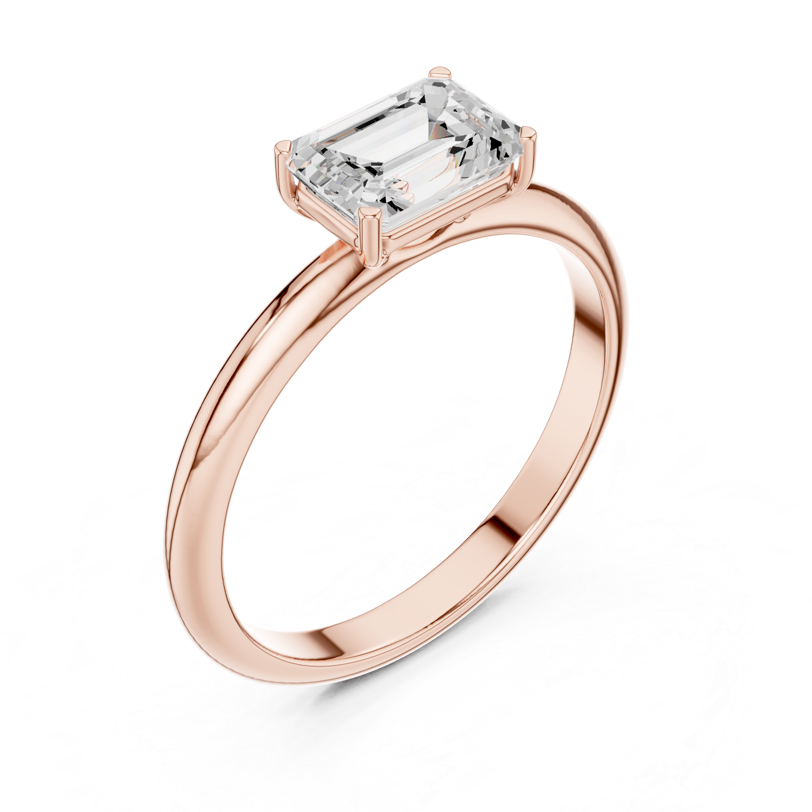Minimalist Emerald Cut Solitaire Engagement Ring