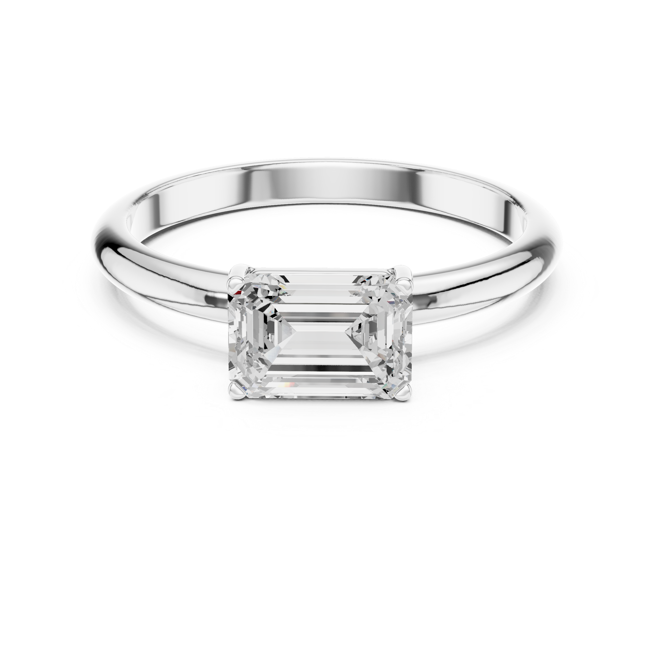 Minimalist Emerald Cut Solitaire Engagement Ring