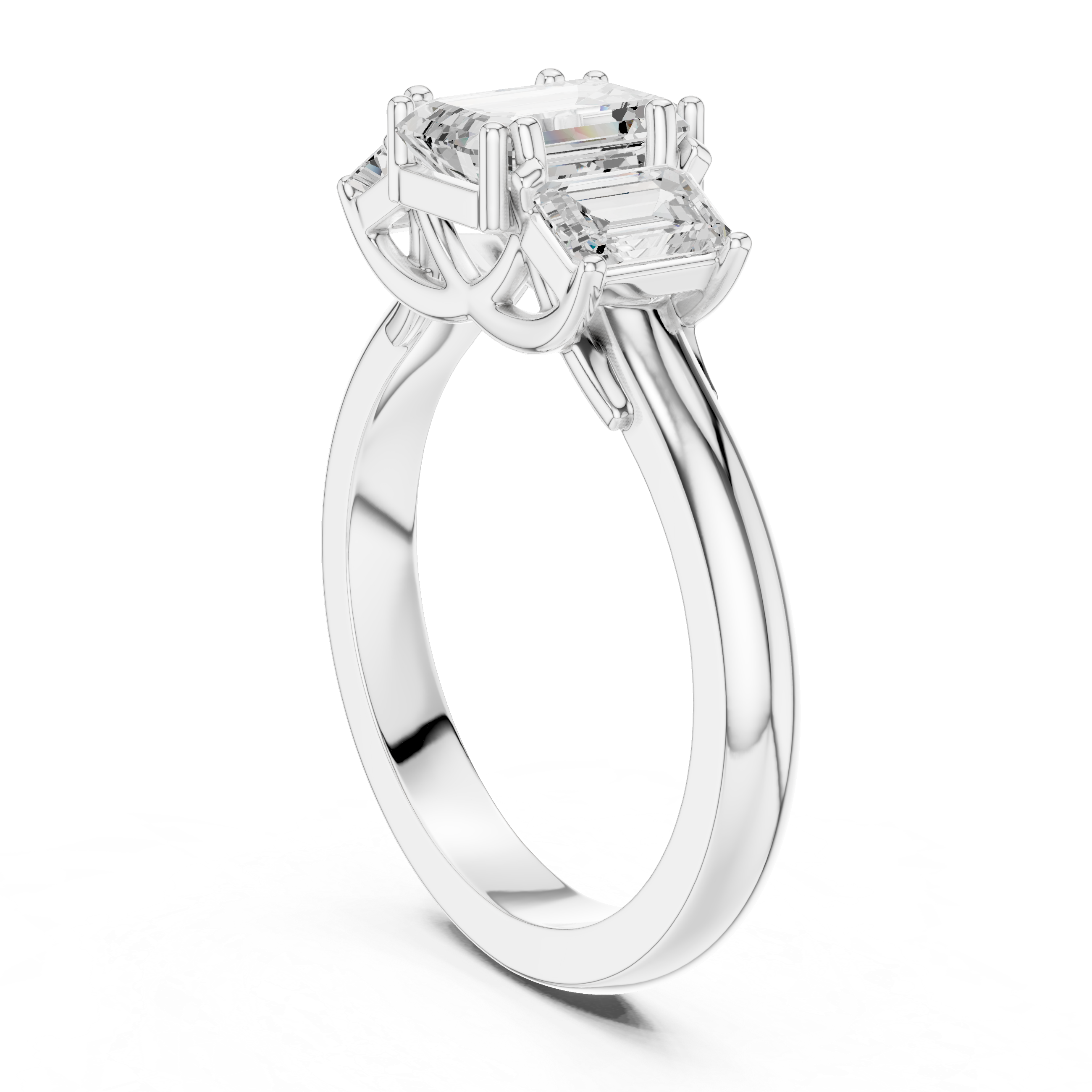 Emerald Cut Three Stone Engagement Ring
