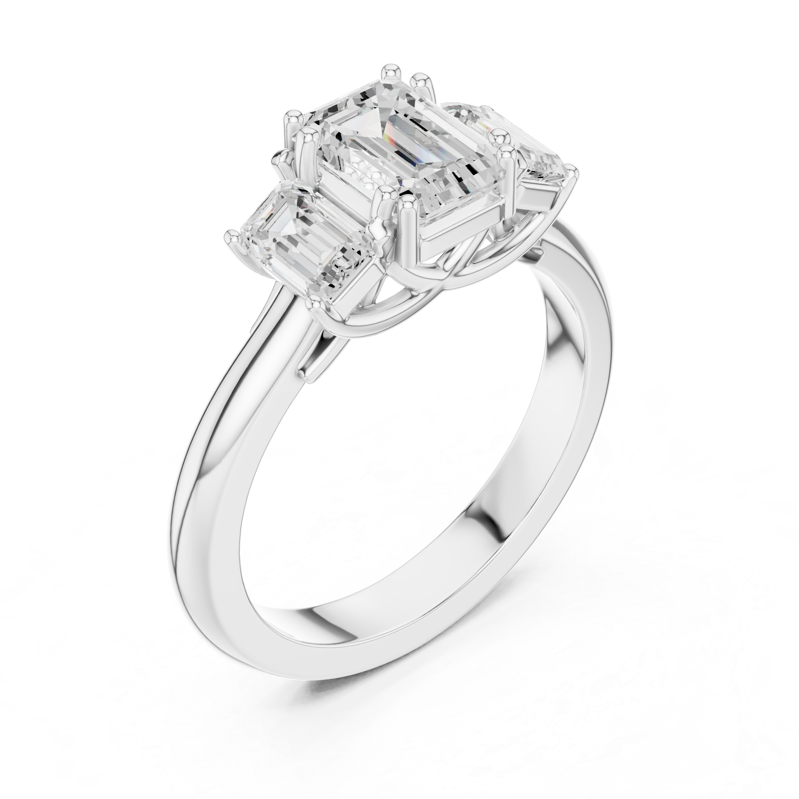 Emerald Cut Three Stone Engagement Ring