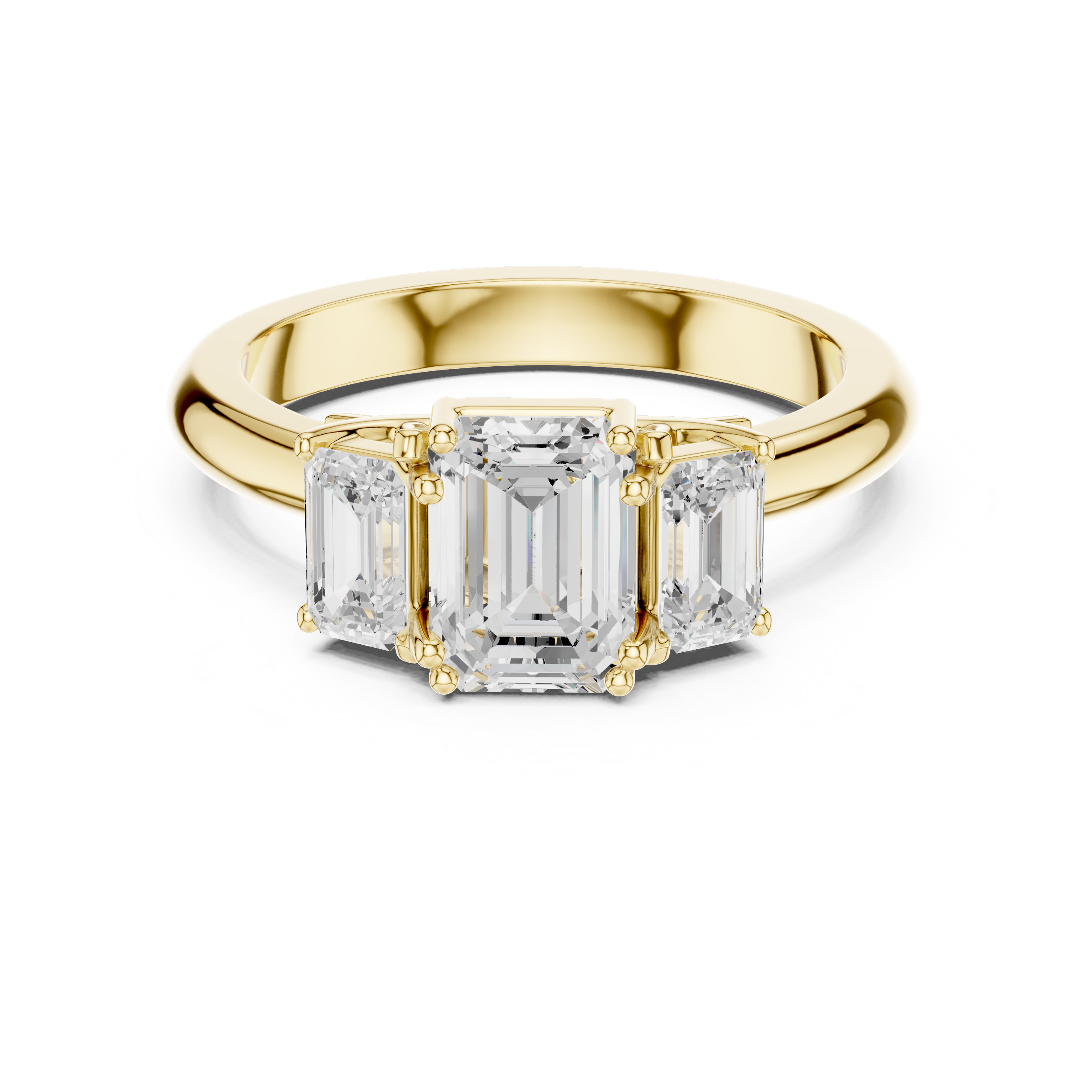 Emerald Cut Three Stone Engagement Ring