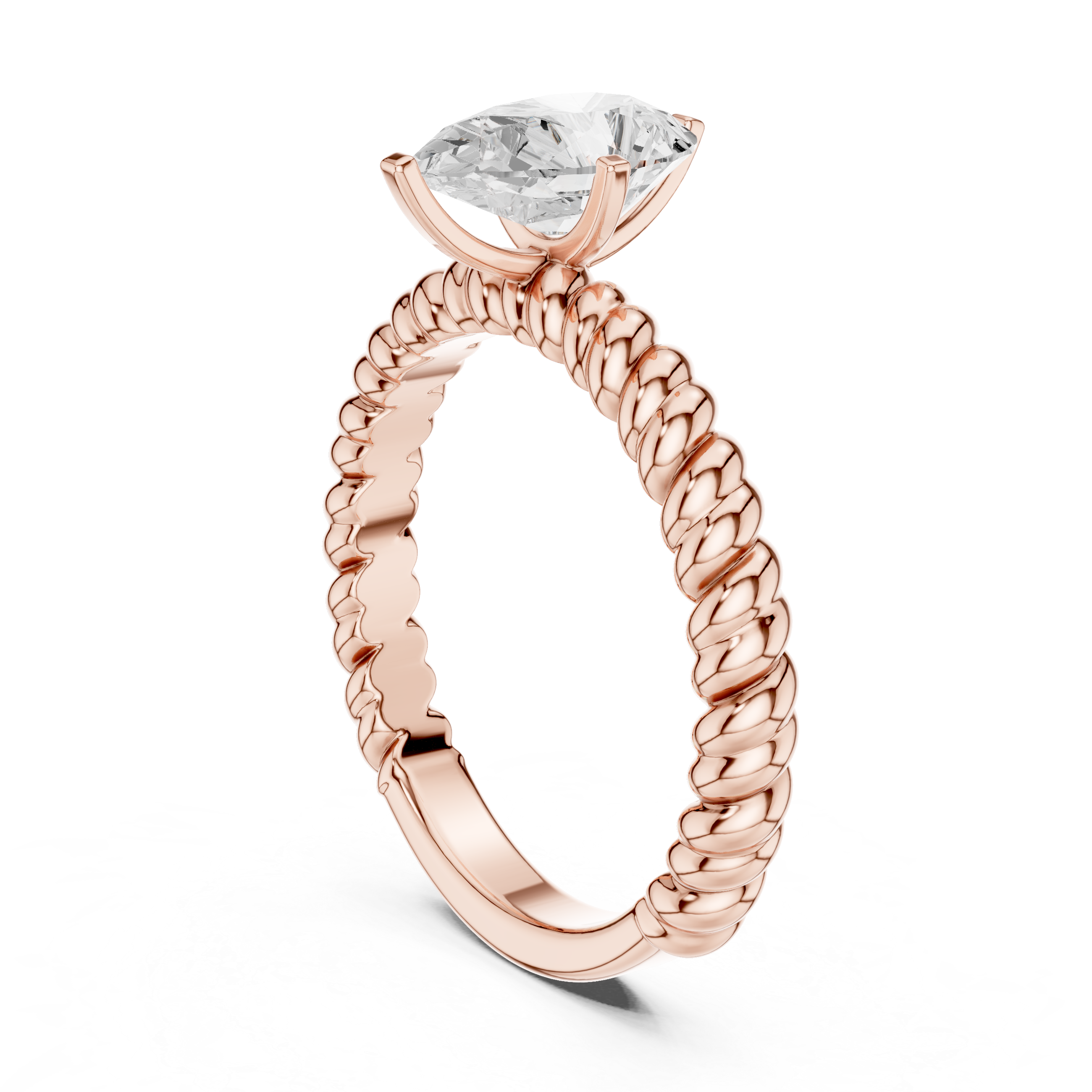 Twisted Rope Pear Cut Solitaire Engagement Ring