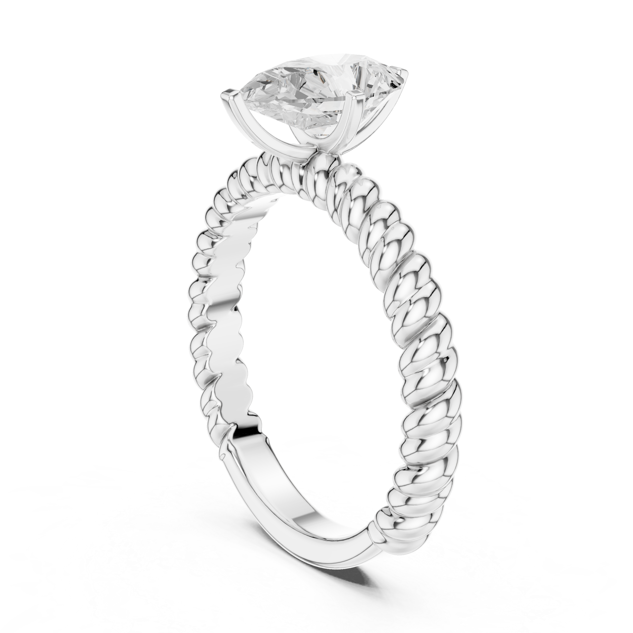 Twisted Rope Pear Cut Solitaire Engagement Ring