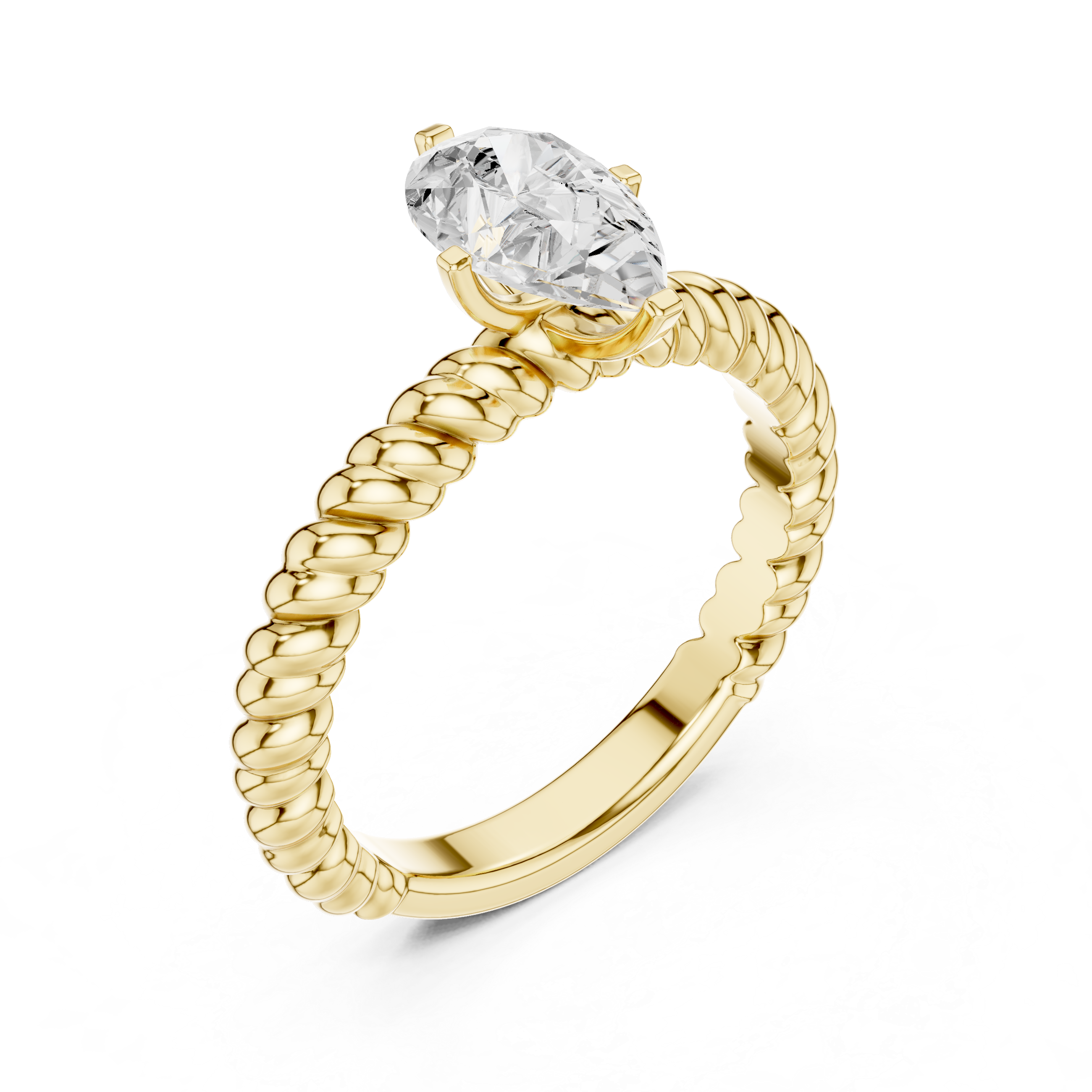 Twisted Rope Pear Cut Solitaire Engagement Ring