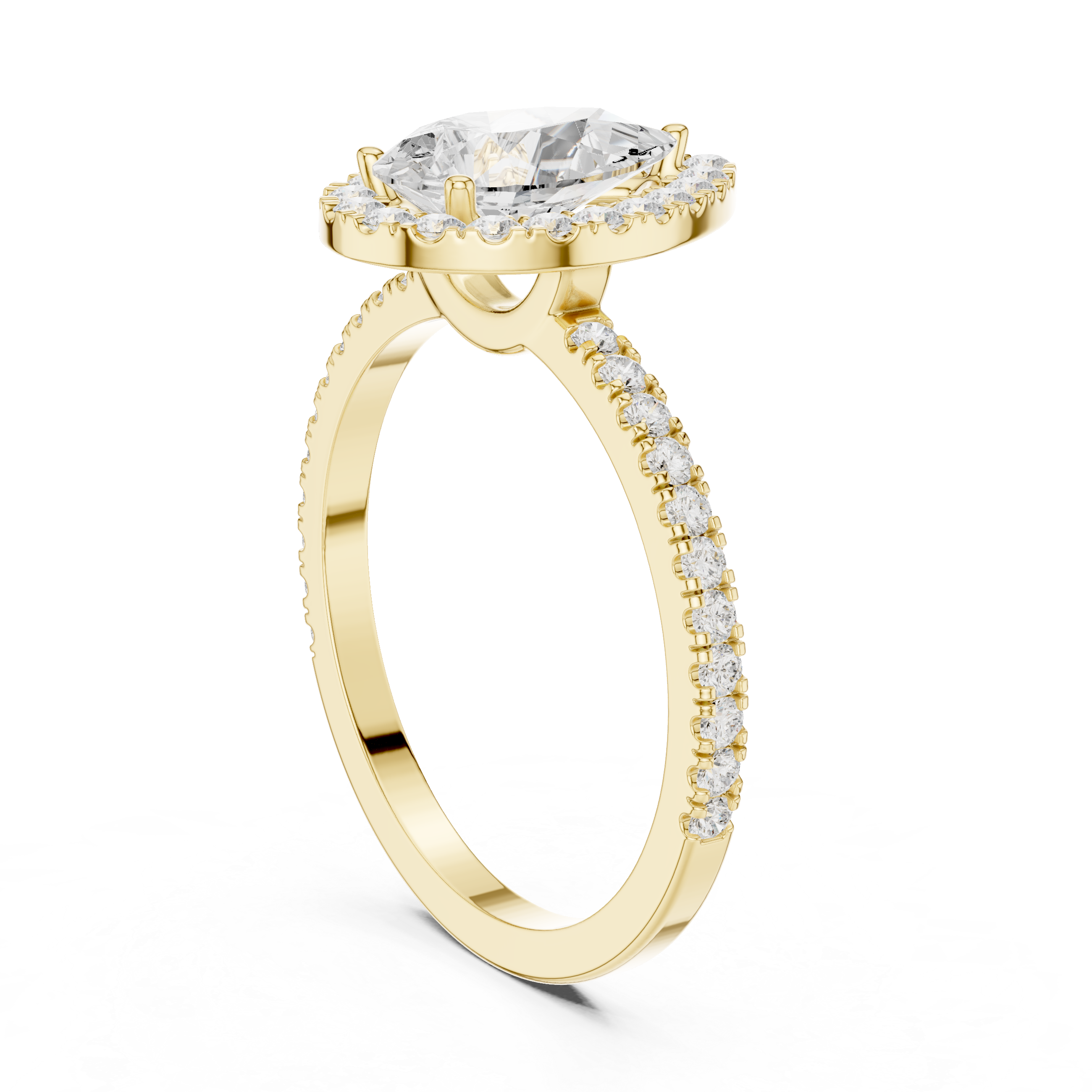 Pear Halo Engagement Ring with Pavé Diamond Band