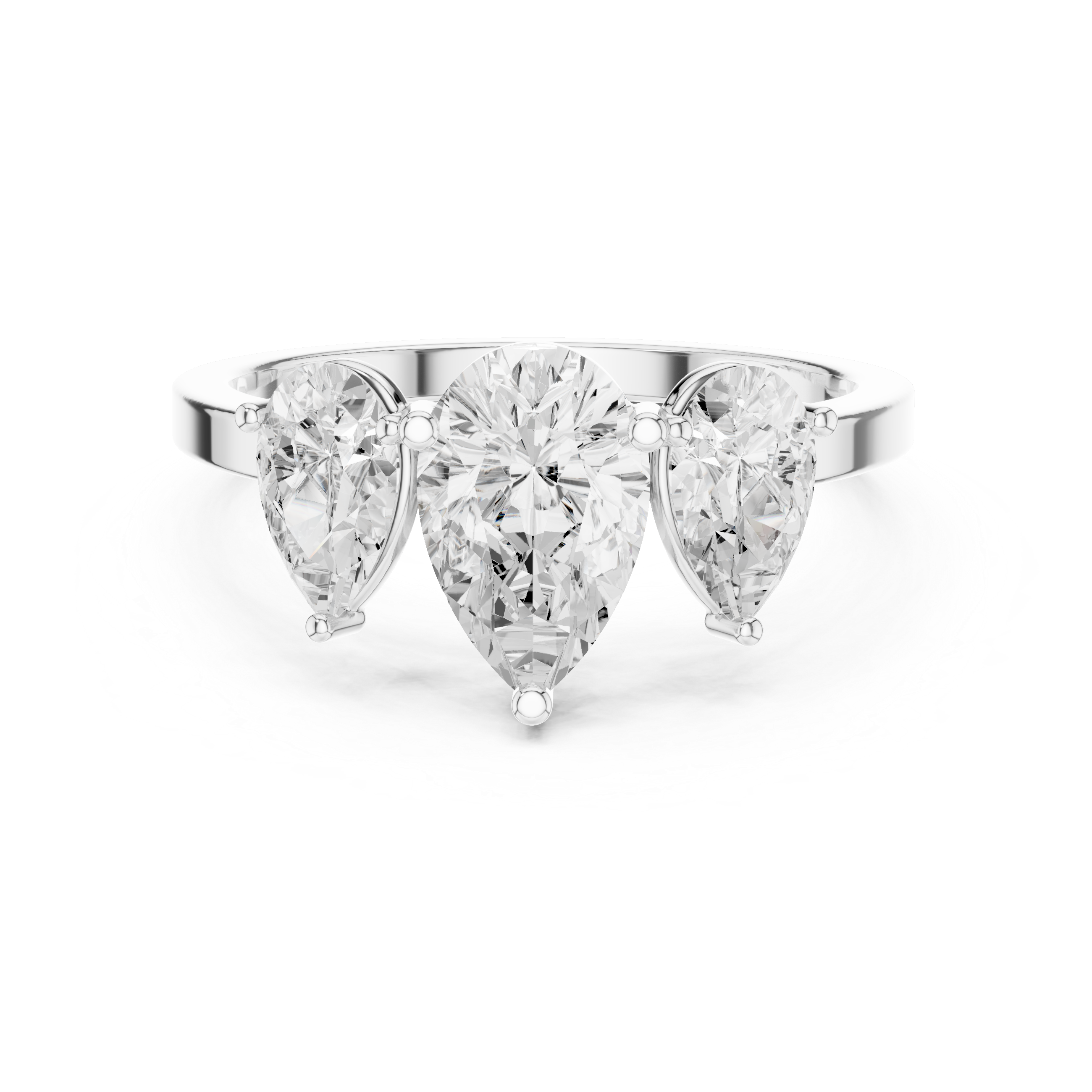 Three-Stone Pear Diamond Engagement Ring – Classic Trilogy Design