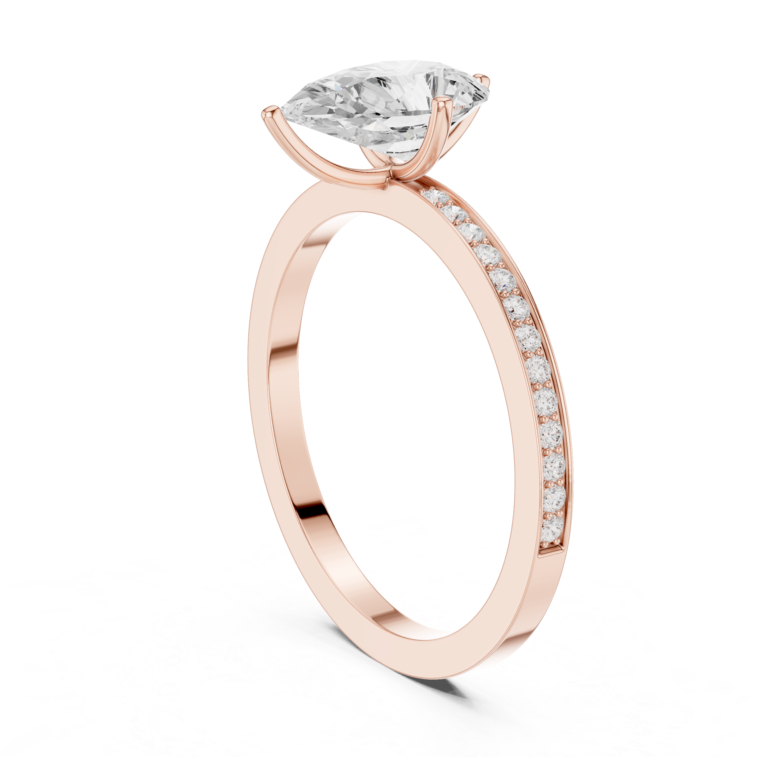 Classic Pear Solitaire Engagement Ring with Pavé Band