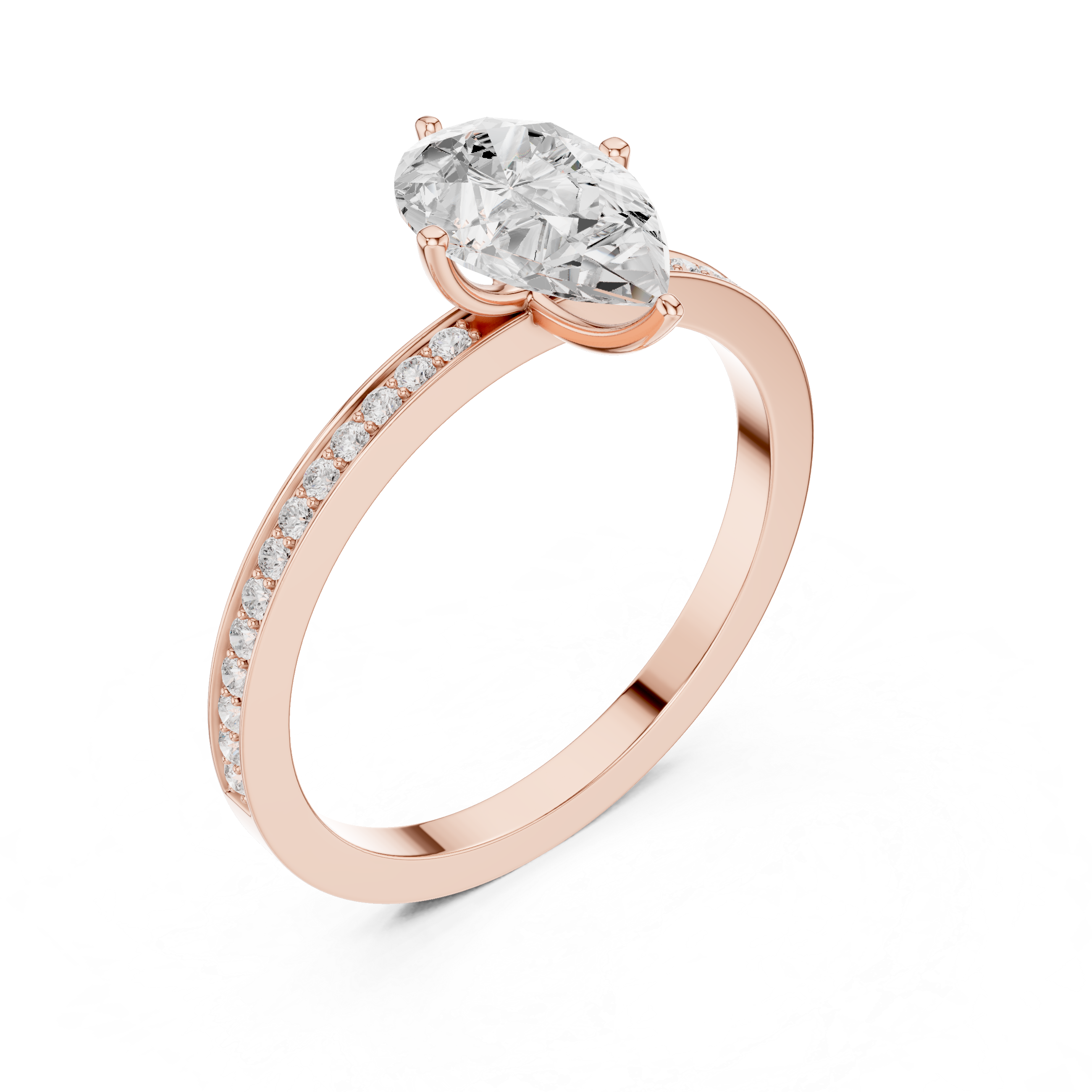 Classic Pear Solitaire Engagement Ring with Pavé Band