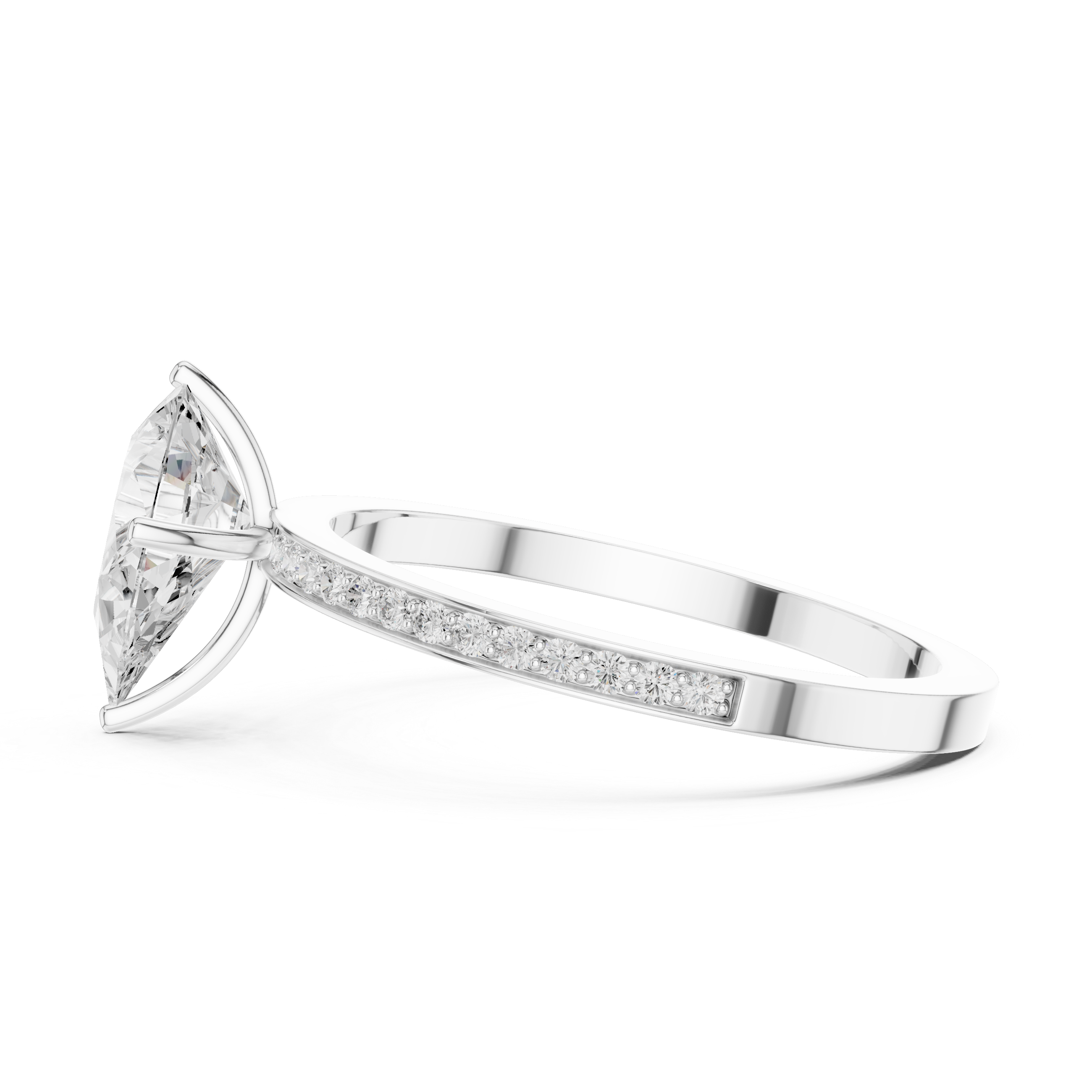 Classic Pear Solitaire Engagement Ring with Pavé Band