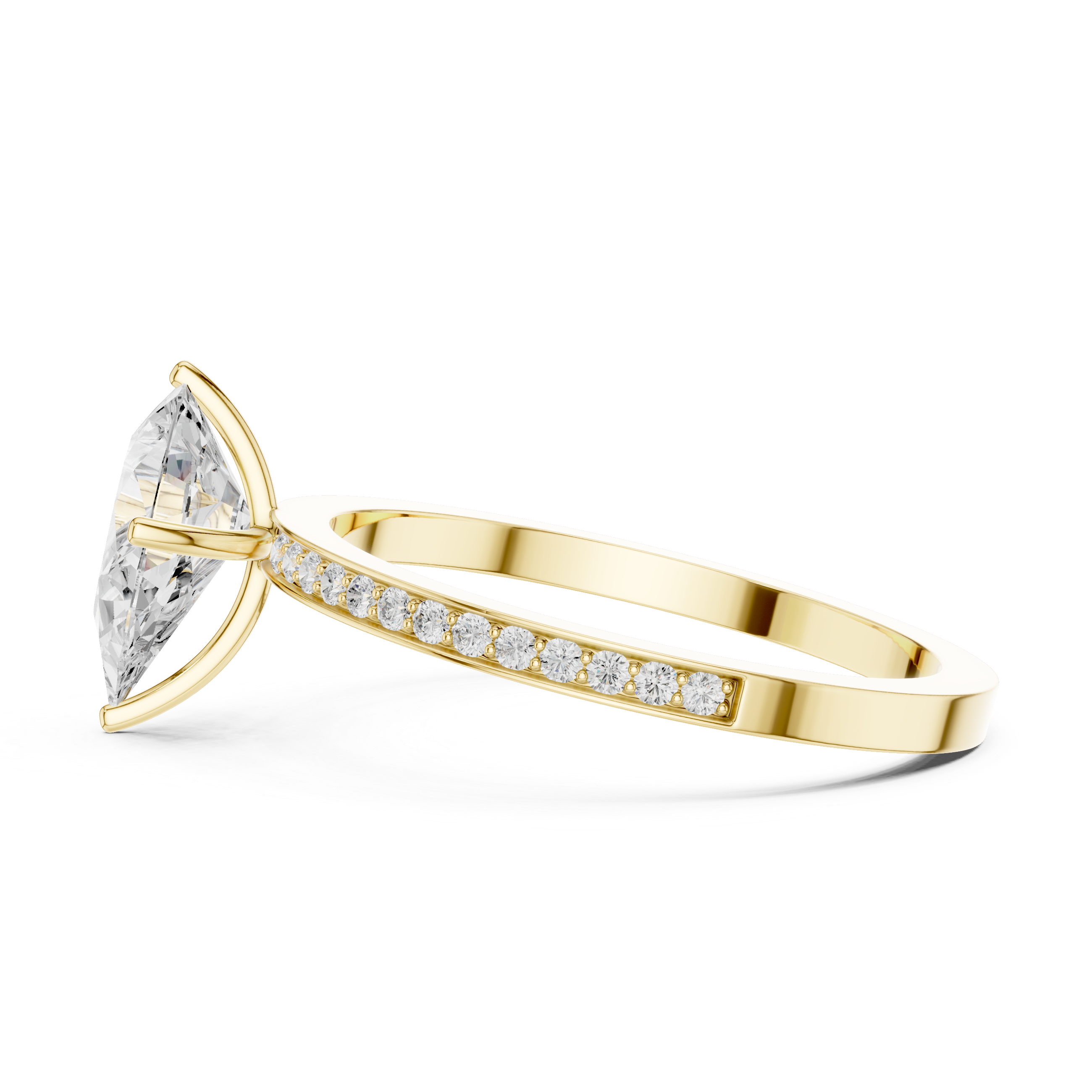 Classic Pear Solitaire Engagement Ring with Pavé Band