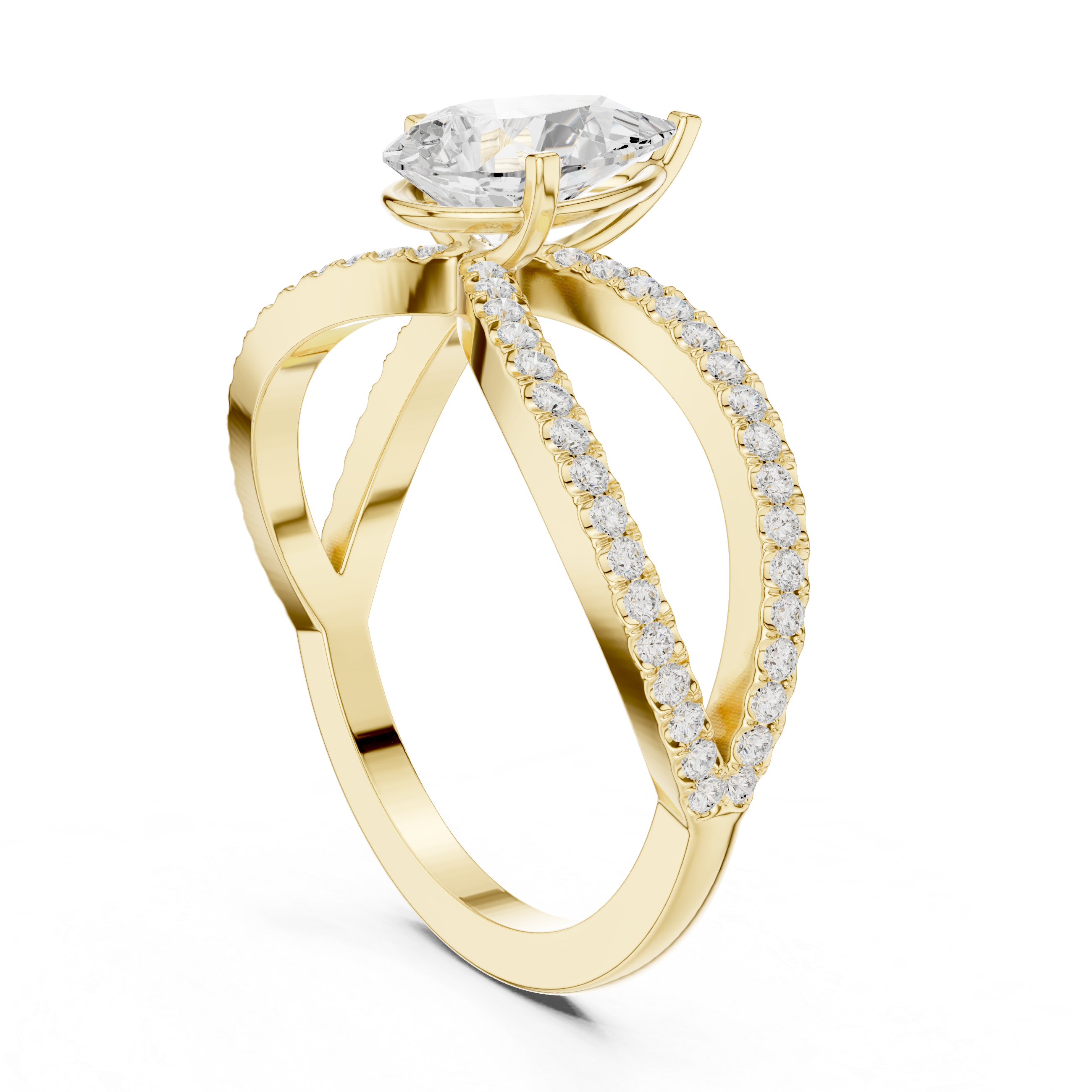 Split Shank Pear Diamond Engagement Ring