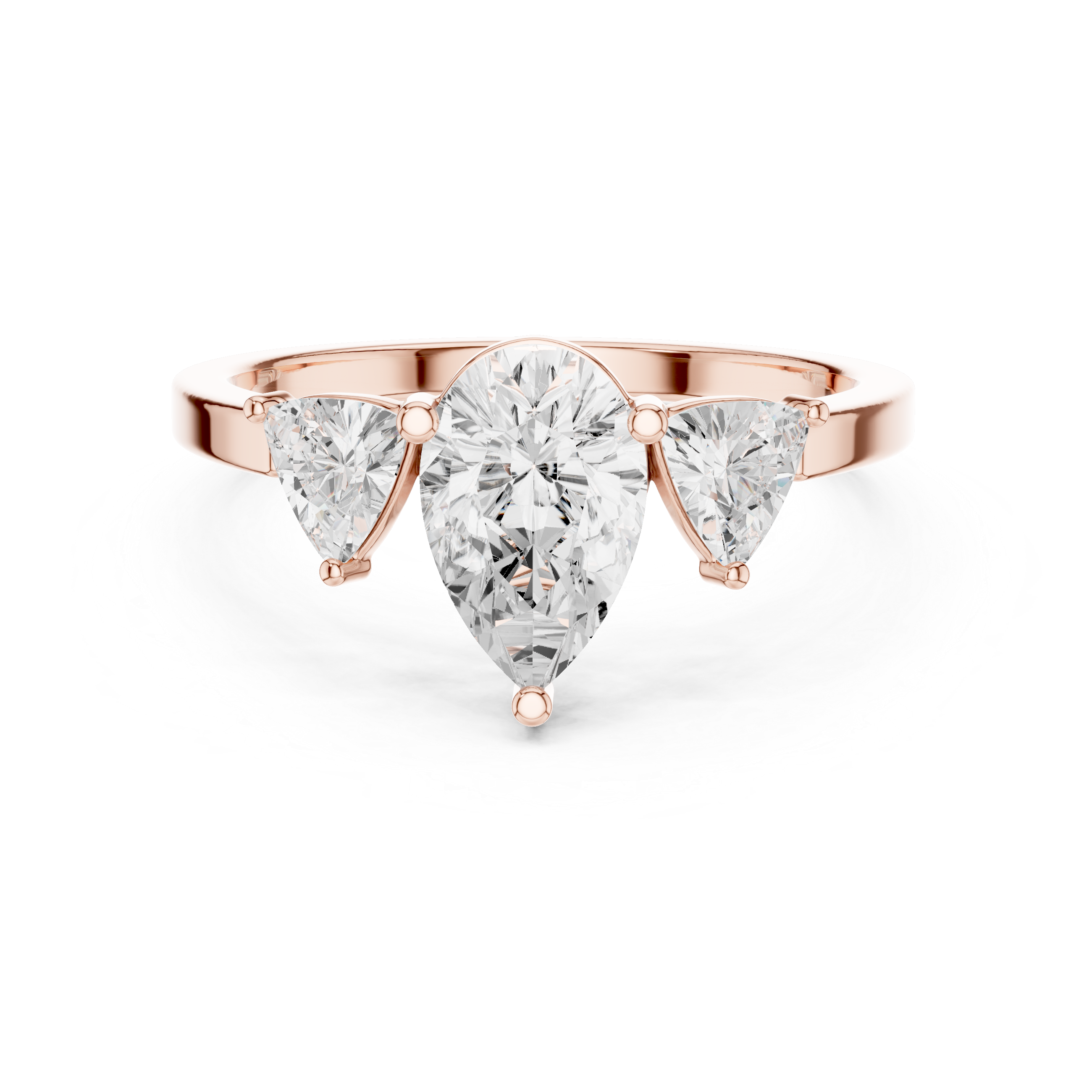 Three Stone Pear & Trillion Diamond Engagement Ring