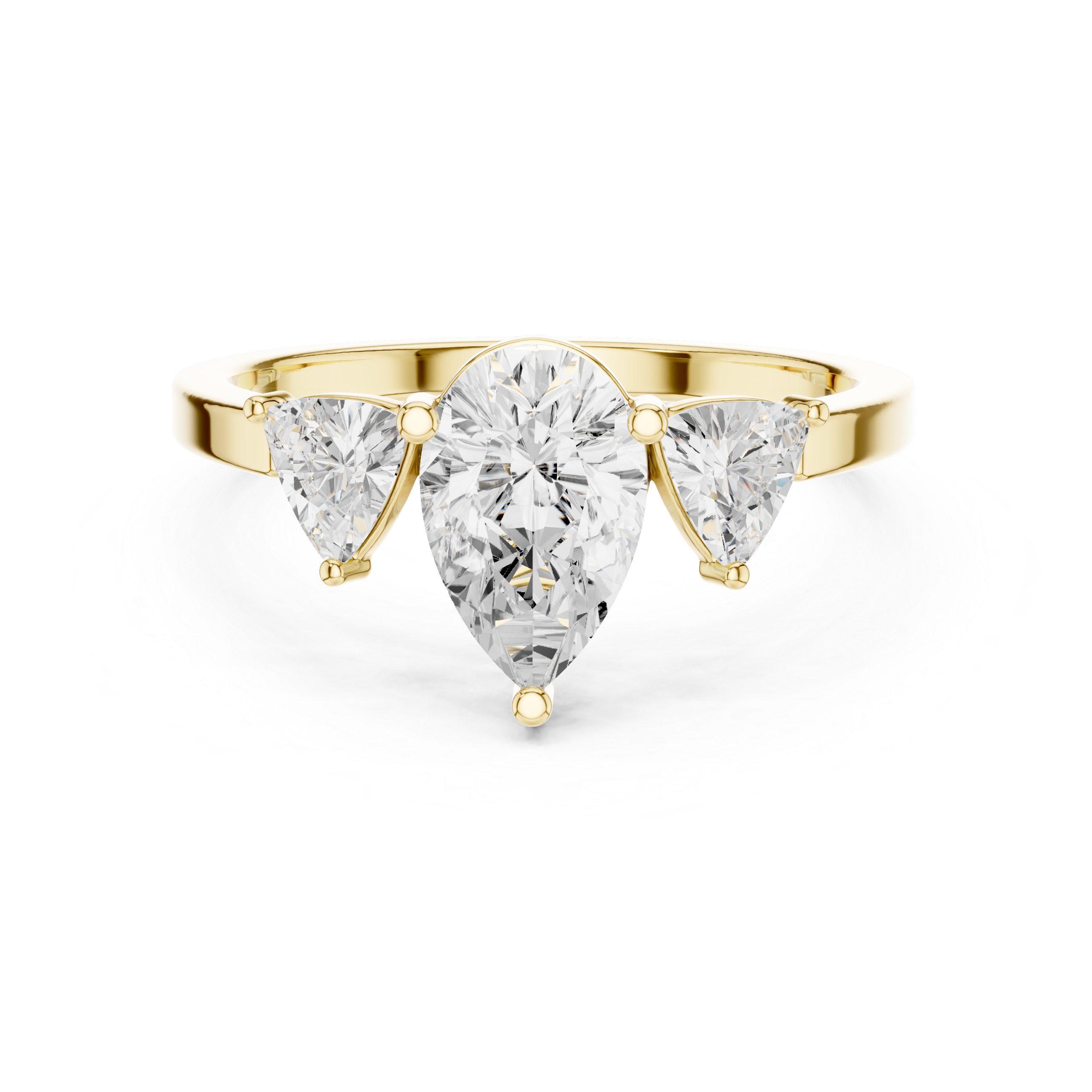 Three Stone Pear & Trillion Diamond Engagement Ring