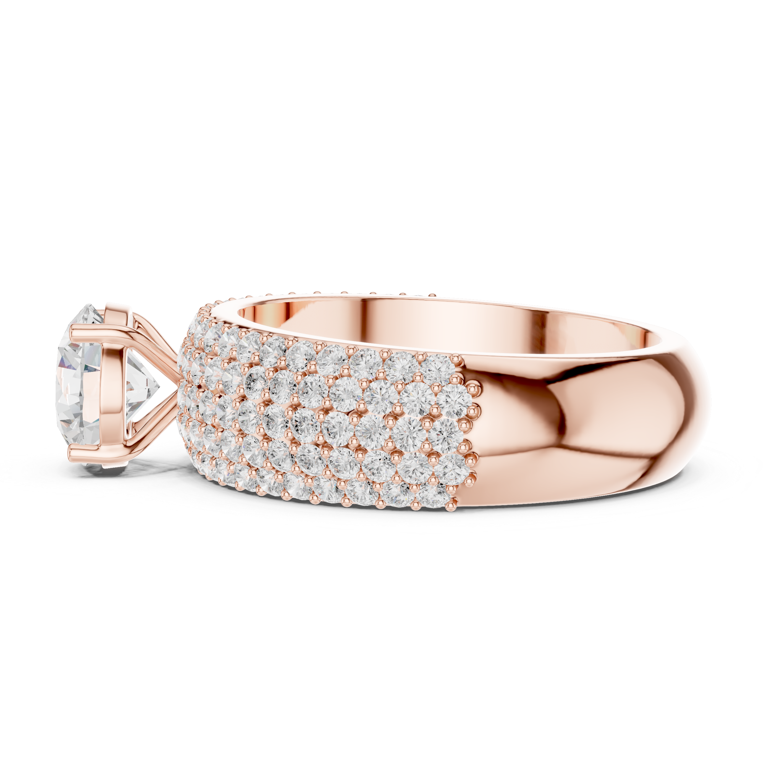 Luxury Multi-Row Pavé Round Cut Engagement Ring