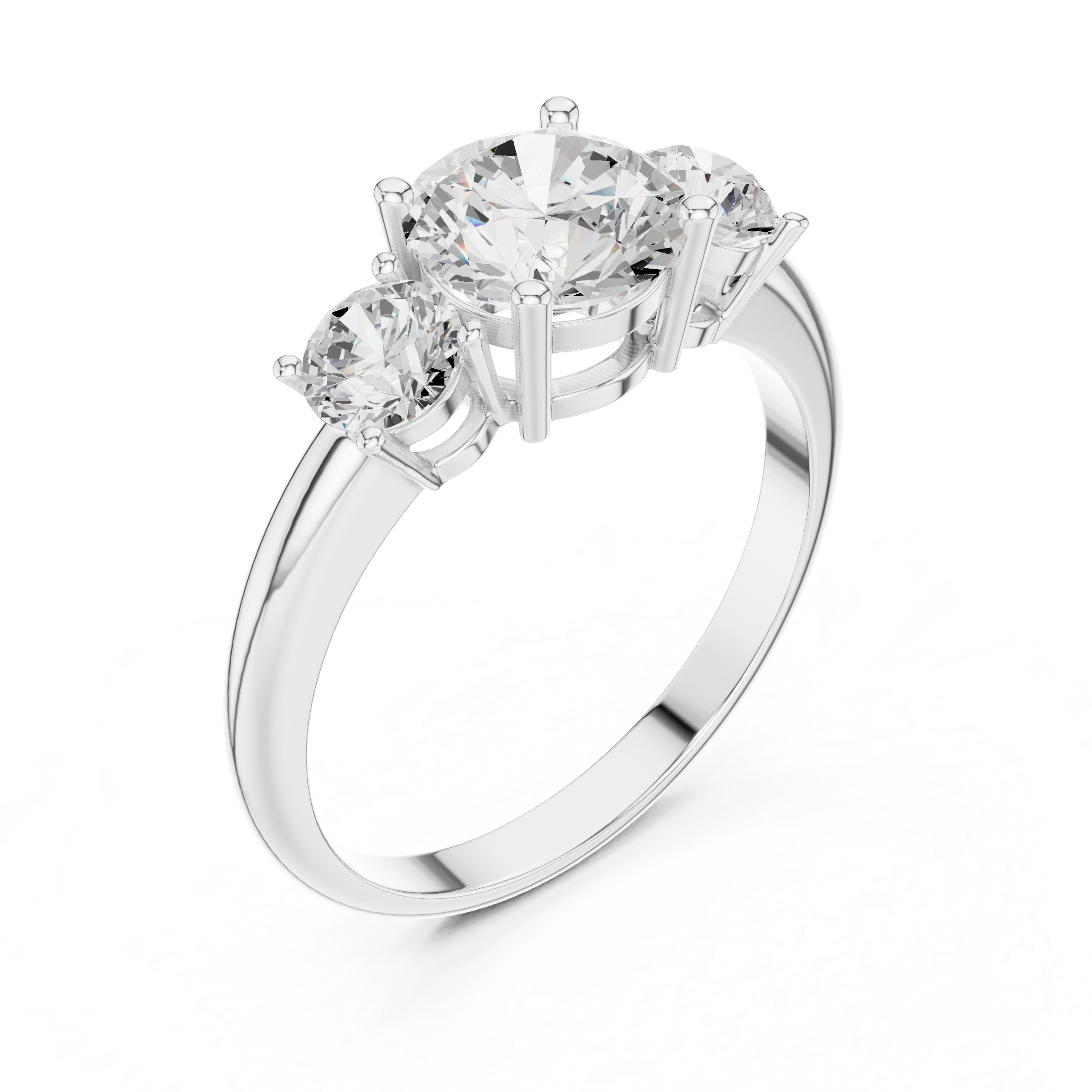 Classic Three Stone Round Cut Engagement Ring