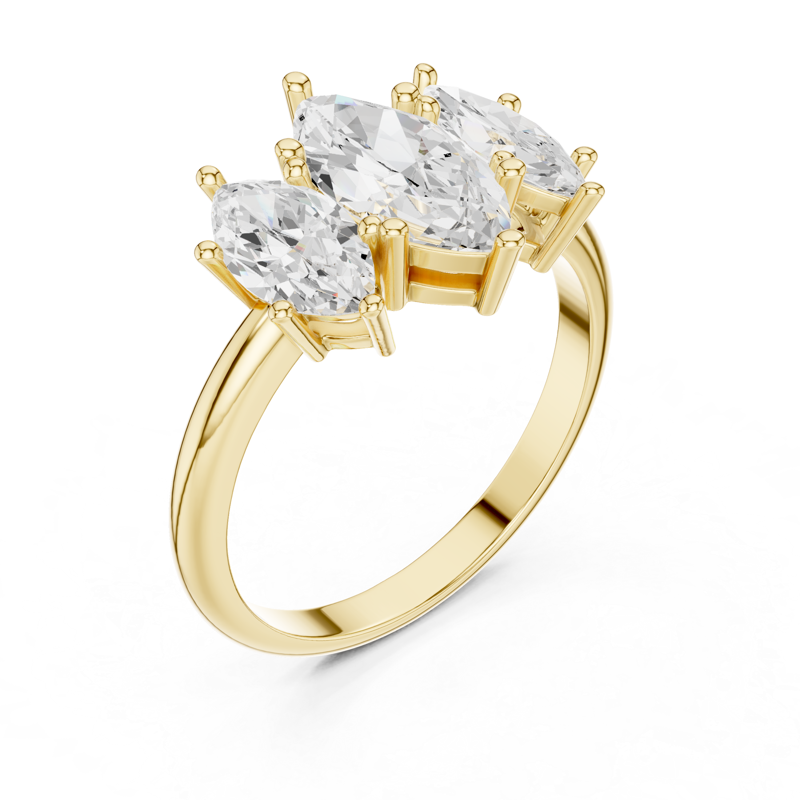 Three Stone Marquise Diamond Engagement Ring – Classic Trilogy Design