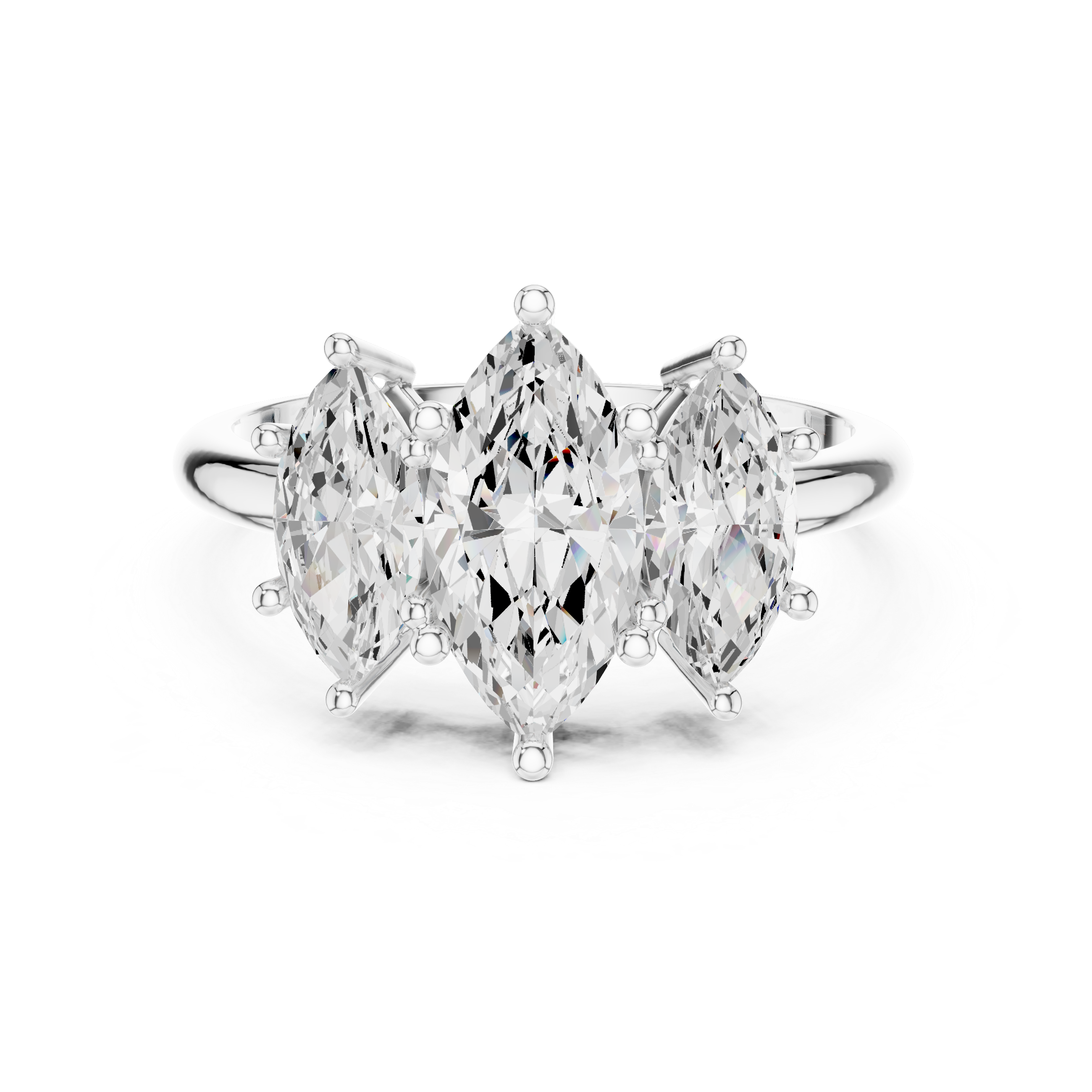 Three Stone Marquise Diamond Engagement Ring – Classic Trilogy Design