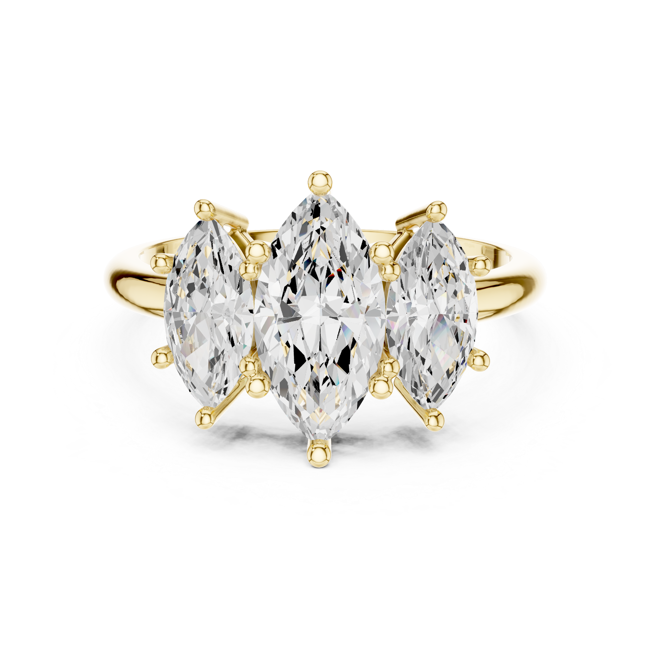 Three Stone Marquise Diamond Engagement Ring – Classic Trilogy Design