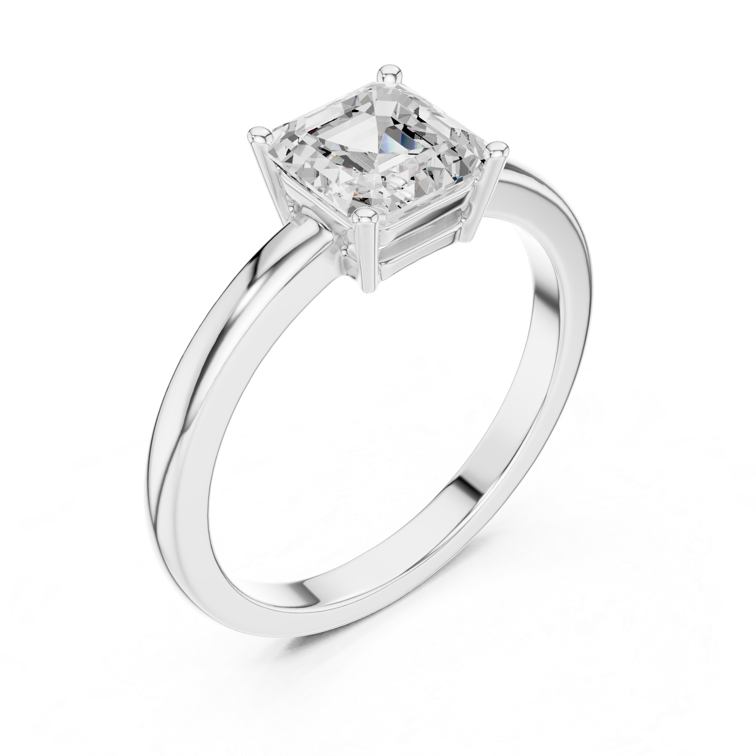 Classic Asscher Cut Solitaire Engagement Ring