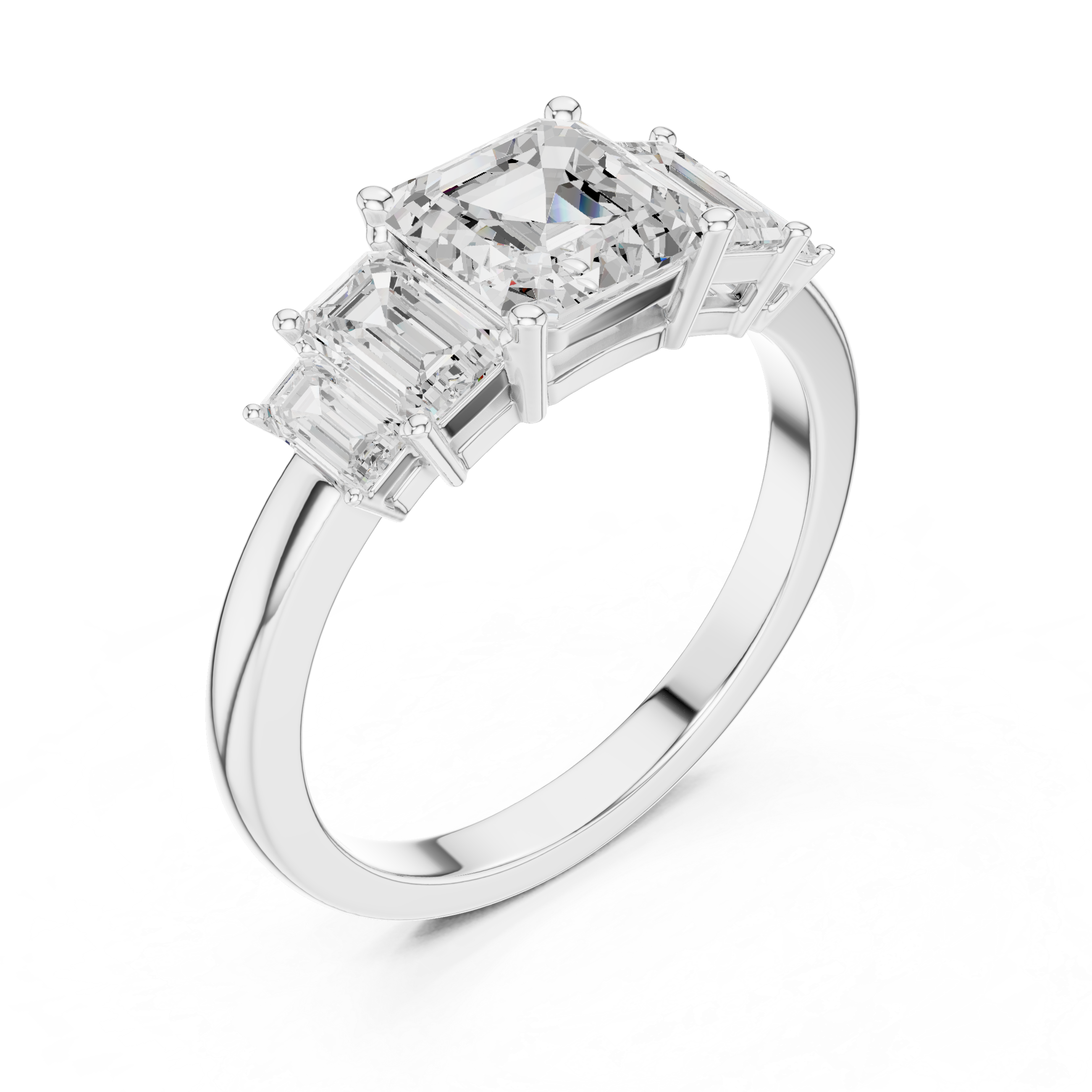 Emerald-Cut Five Stone Engagement Ring