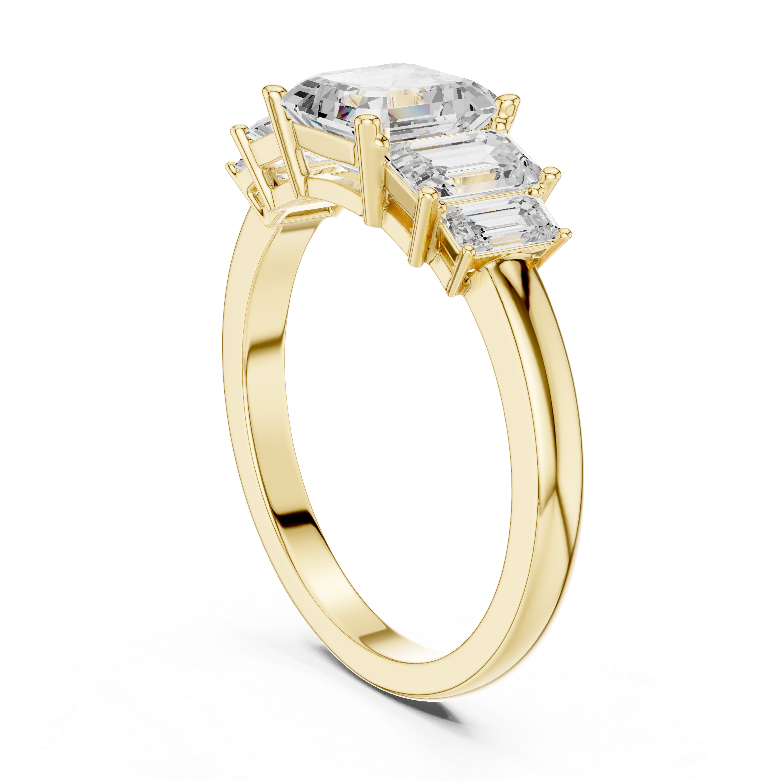 Emerald-Cut Five Stone Engagement Ring