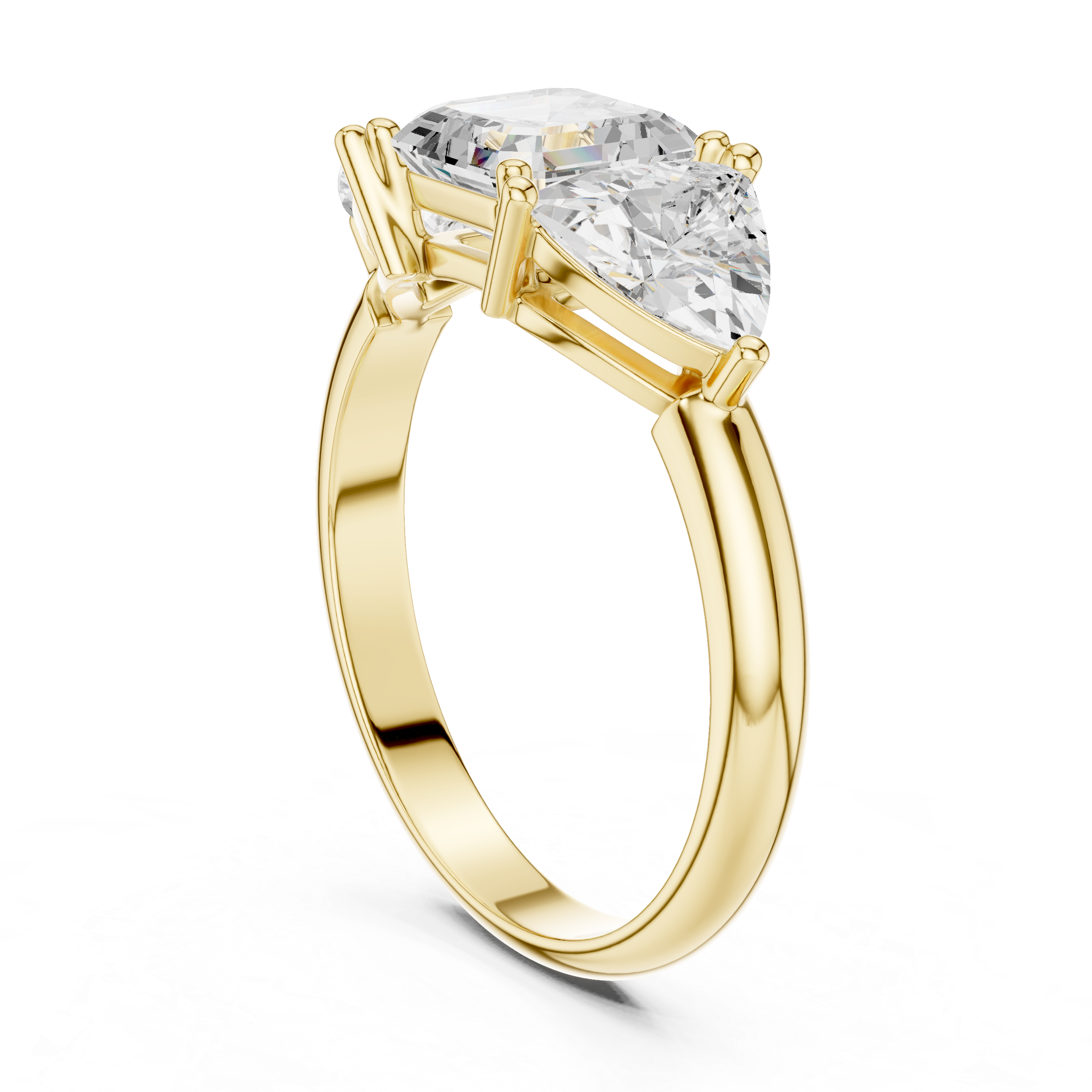 Asscher Cut Three Stone Engagement Ring – Trillion Side Stone Diamond Ring | Vintage Inspired Bridal Ring