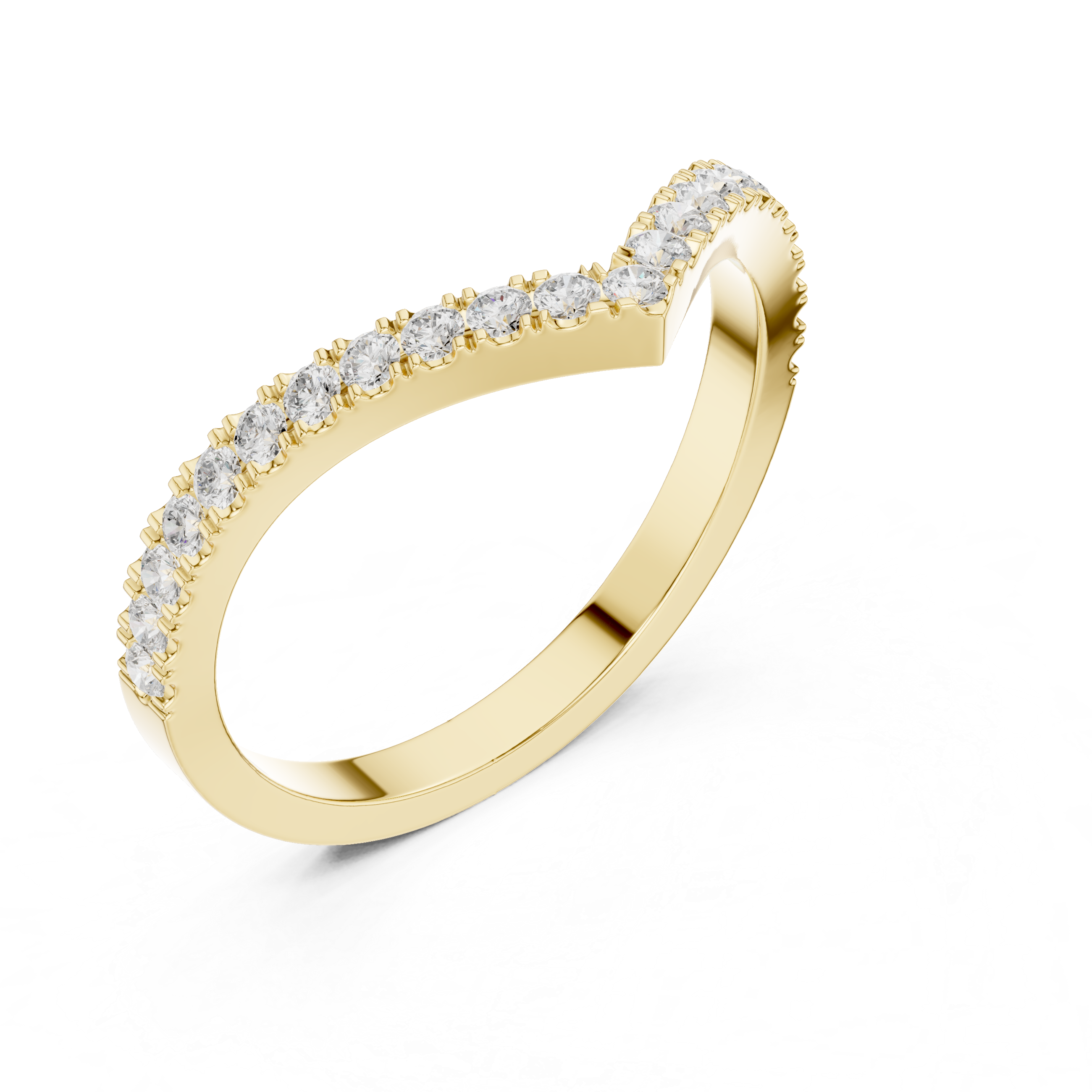Chevron Diamond Wedding Band – V-Shaped Stackable Ring | Minimalist Curved Bridal Band