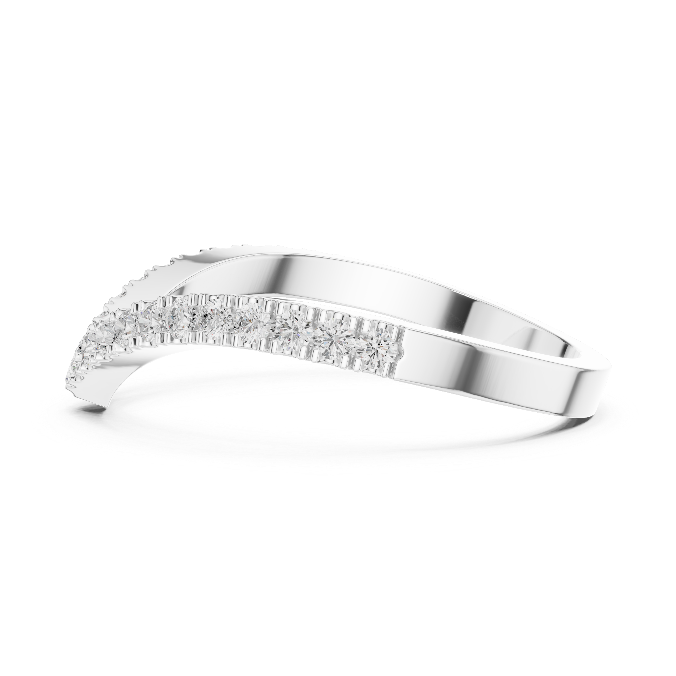 Chevron Diamond Wedding Band – V-Shaped Stackable Ring | Minimalist Curved Bridal Band