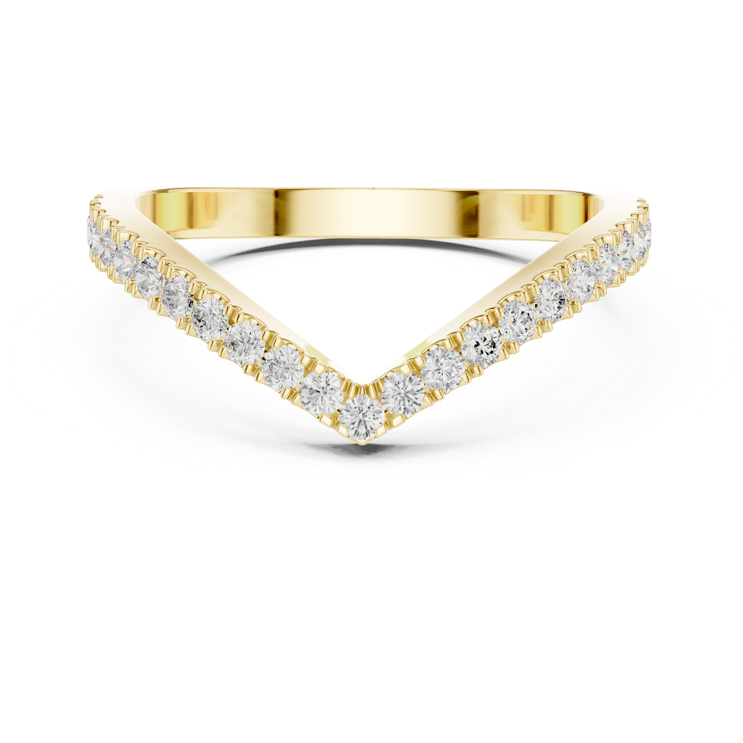Chevron Diamond Wedding Band – V-Shaped Stackable Ring | Minimalist Curved Bridal Band