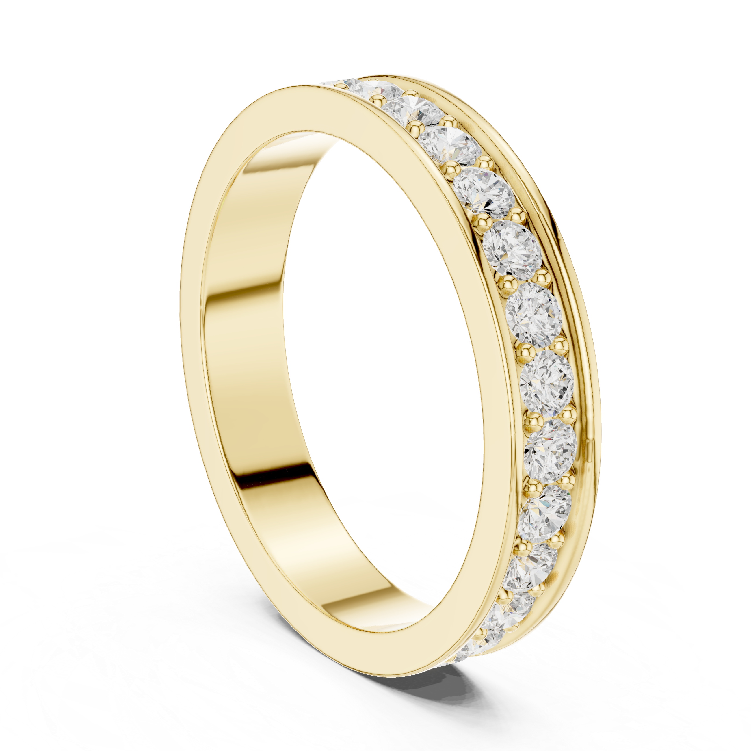 Round Cut Channel Style Eternity Ring – Diamond Wedding Band | Stackable Anniversary Ring