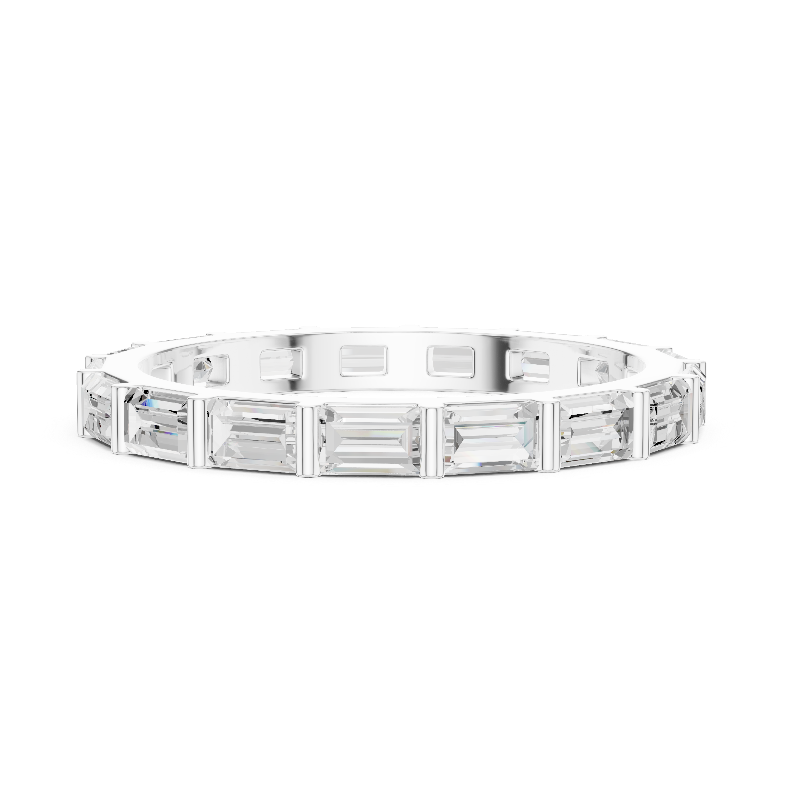 Emerald Cut Full Eternity Ring – Baguette Diamond Wedding Band | Minimalist Stackable Eternity Ring