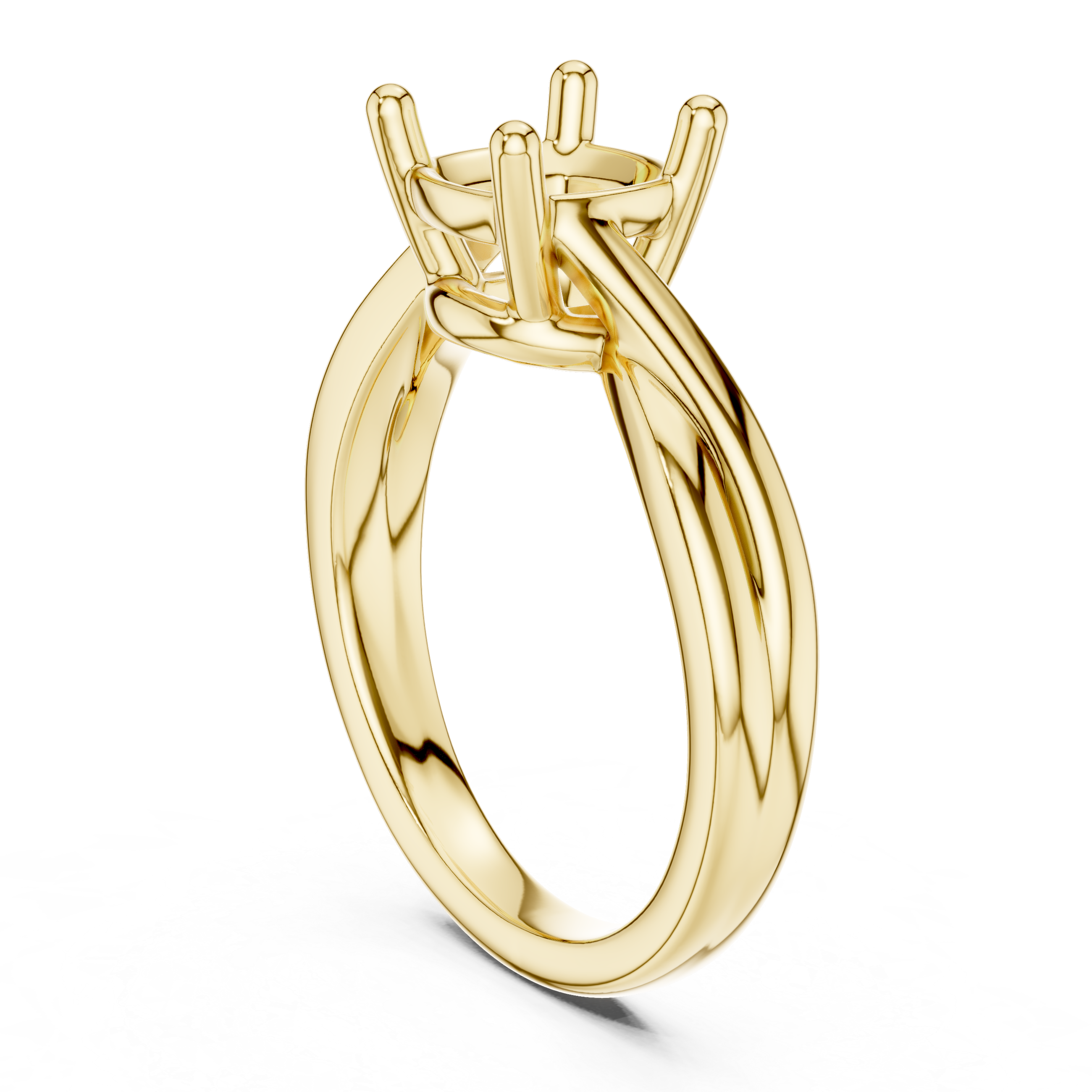 Twisted Band Cushion Cut Solitaire Ring – Modern Minimal Elegance