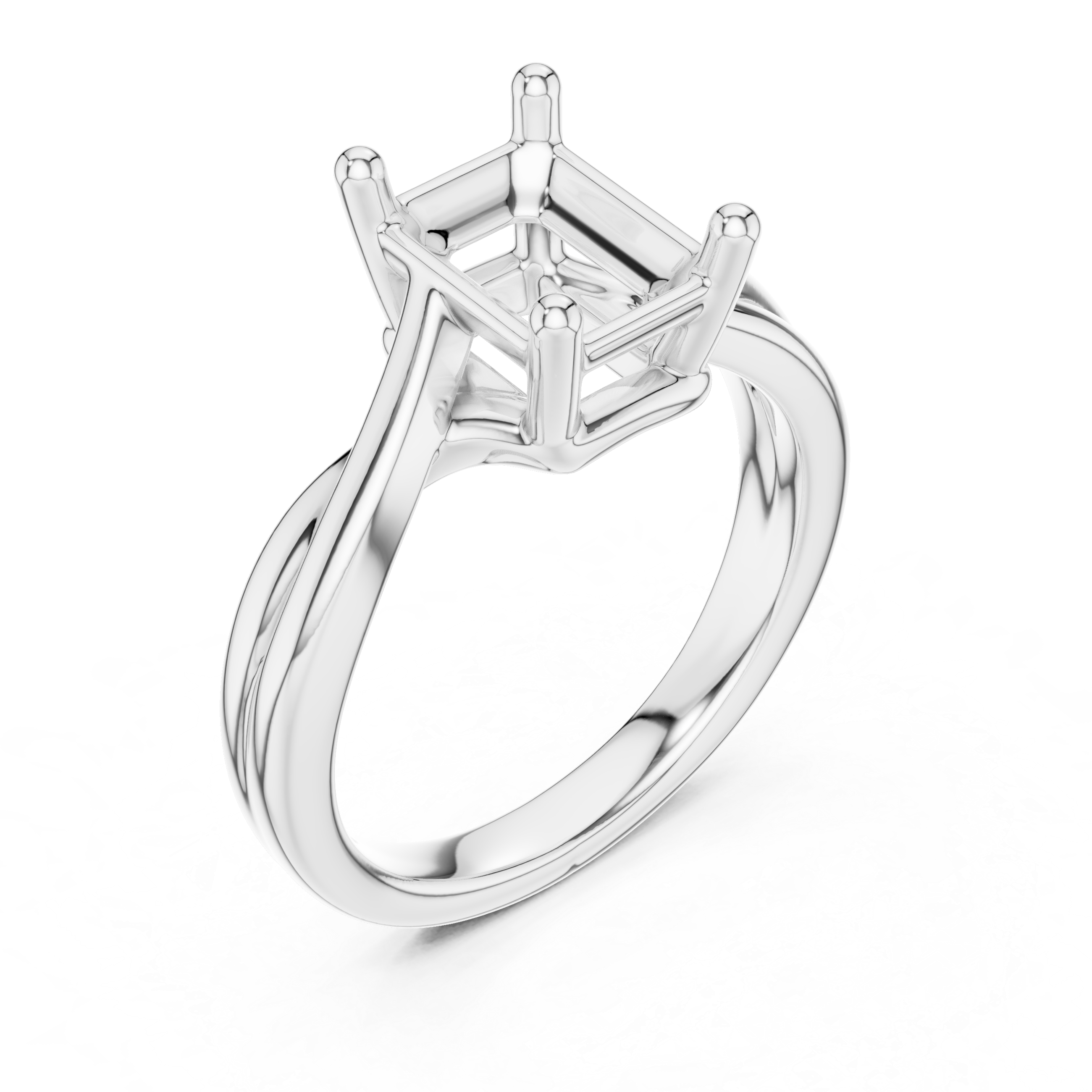 Twisted Band Emerald Cut Solitaire Ring – Contemporary Classic Design